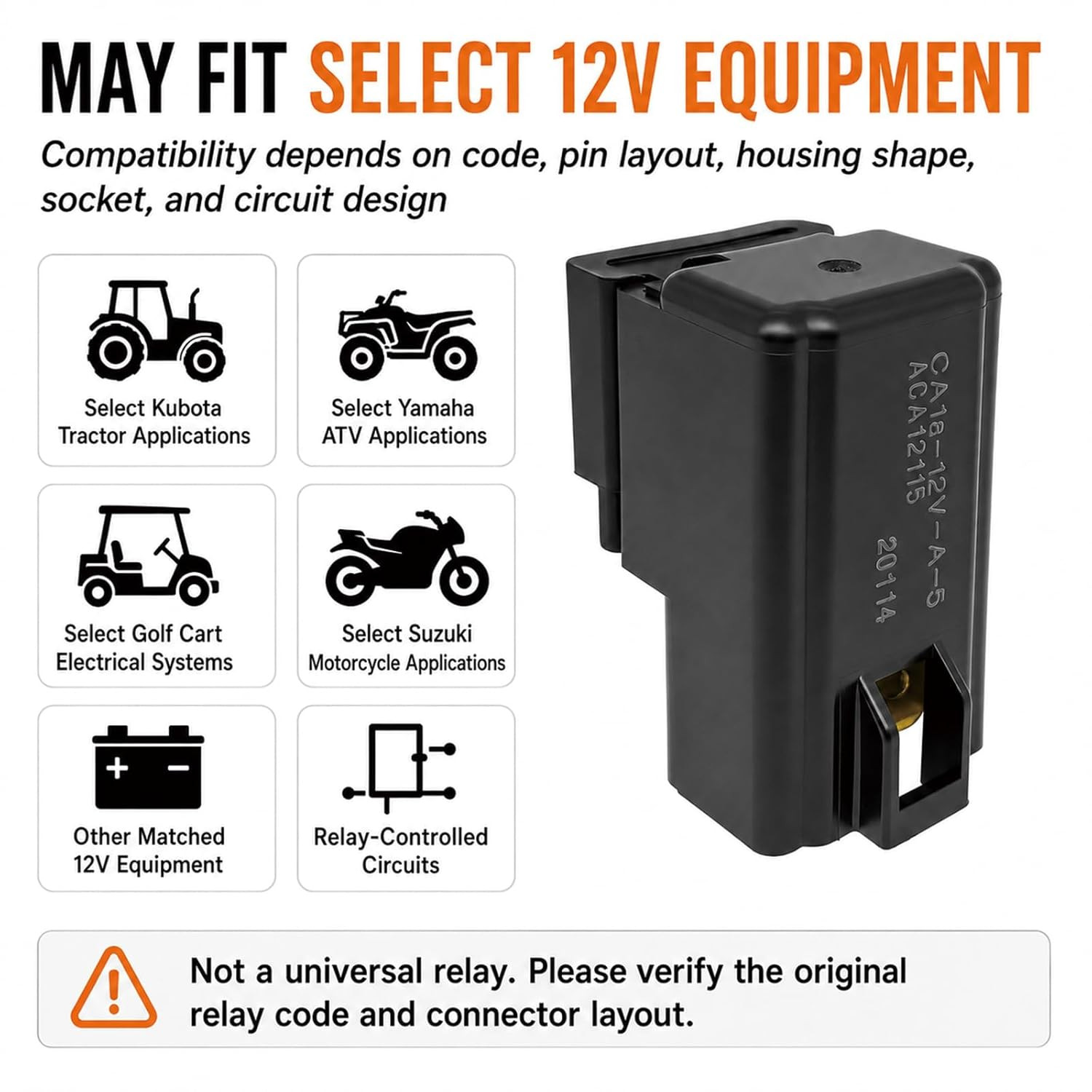 Ca1A-12V-A-5 ACA12115 Relay 12V 30A 4-Pin 1 Form a (1-Pack) | Compatible with Se