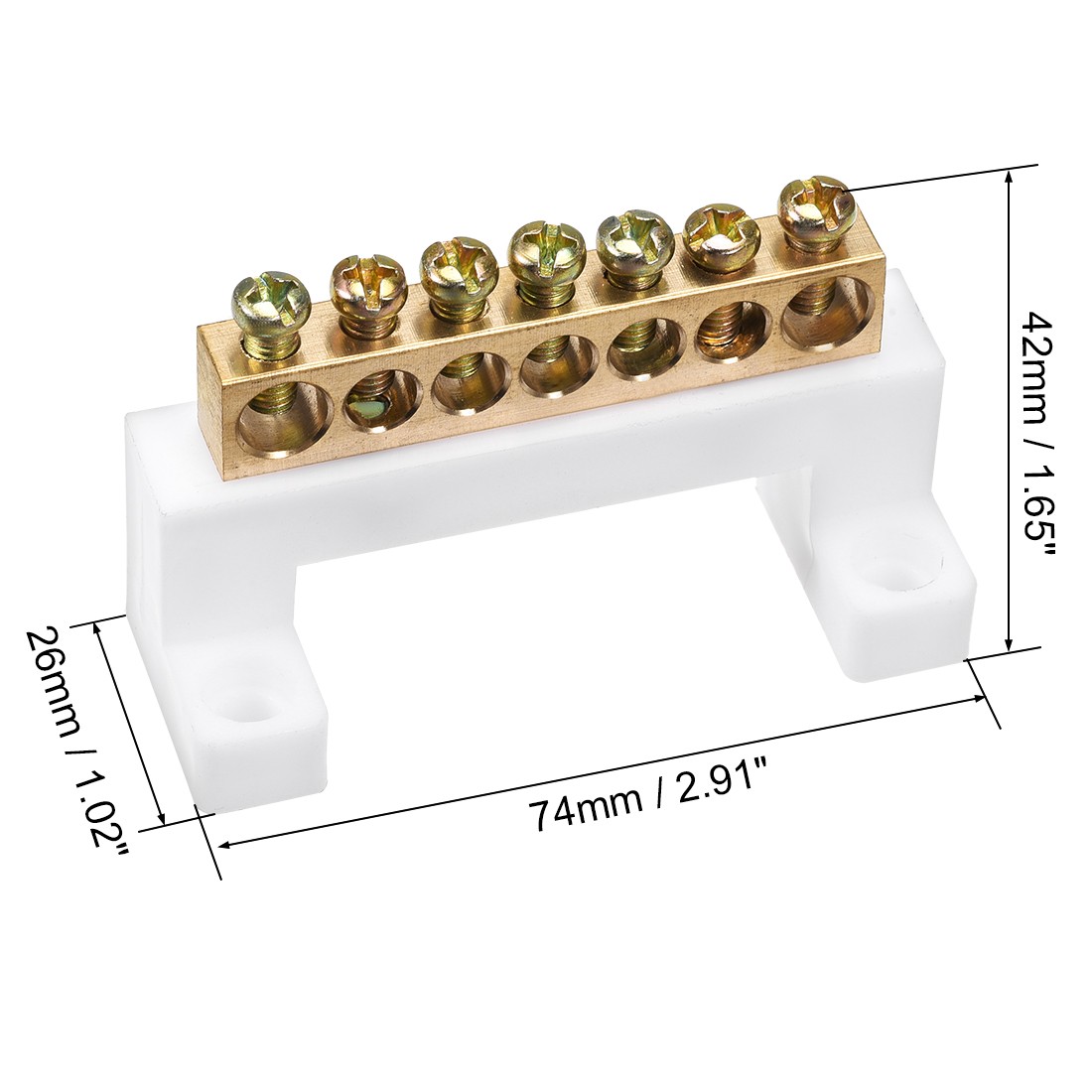 3Pack 100A Copper Screw Terminal Block Connector Bar Ground Wire 7 Positions