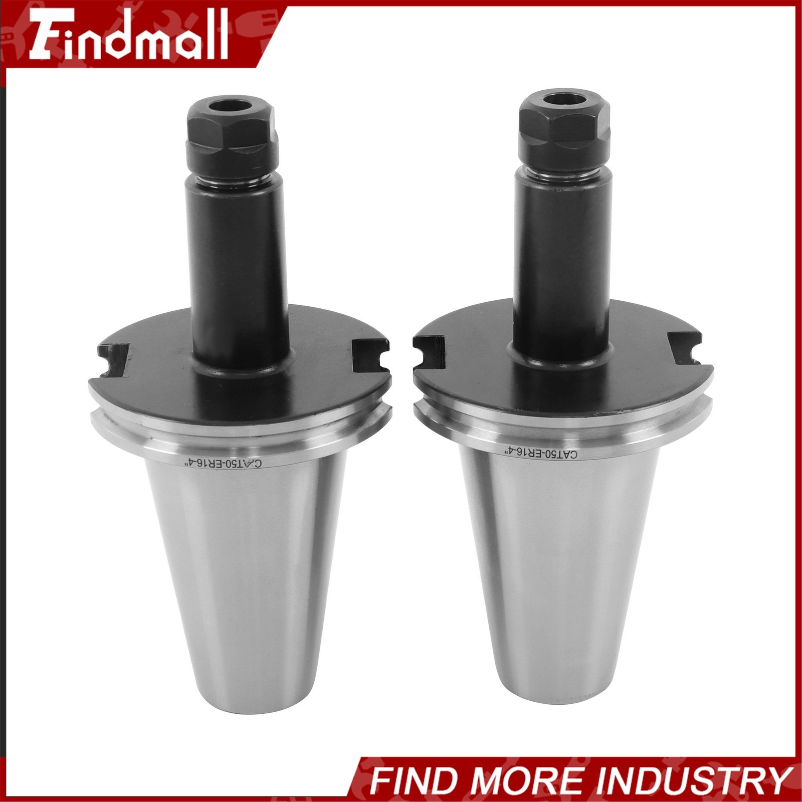 Findmall 2 Pcs CAT50 ER16 Collet Chuck Set 4″ Projection for CNC Mills