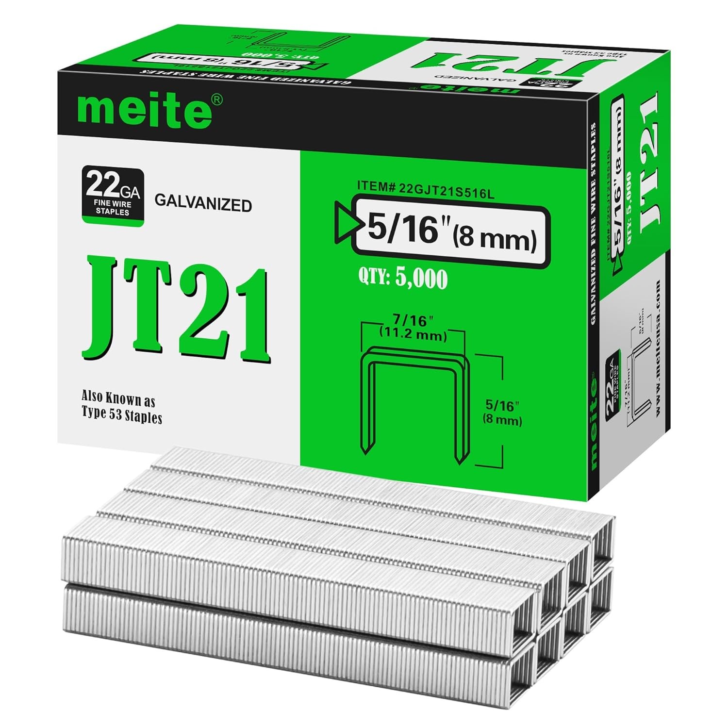 meite JT21 Staples 22GA 7/16″ Crown Galvanized Upholstery Staples 5,000 Counts