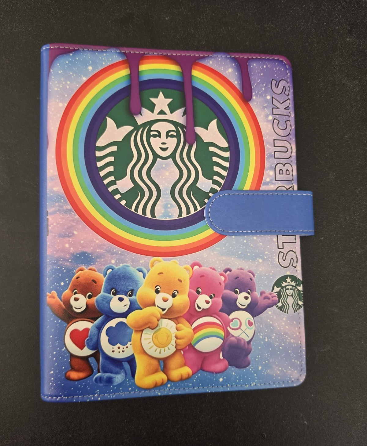 Starbucks Care Bears Rainbow Ring Binder Organizer Planner Cover Snap Closure