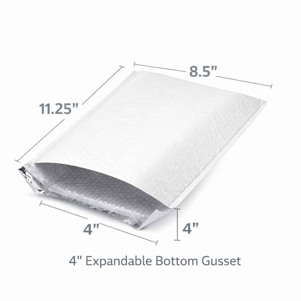 75 Expandable Poly Bubble Mailers # 2 8.5×11.25 4in Gusset 7/64 Padded