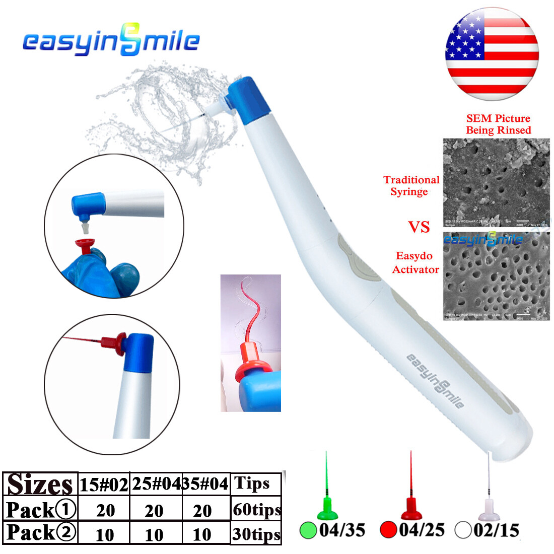 Dental Endo activator Endodoncia Sonic Irrigator root canal clean 60 Tip Sealer