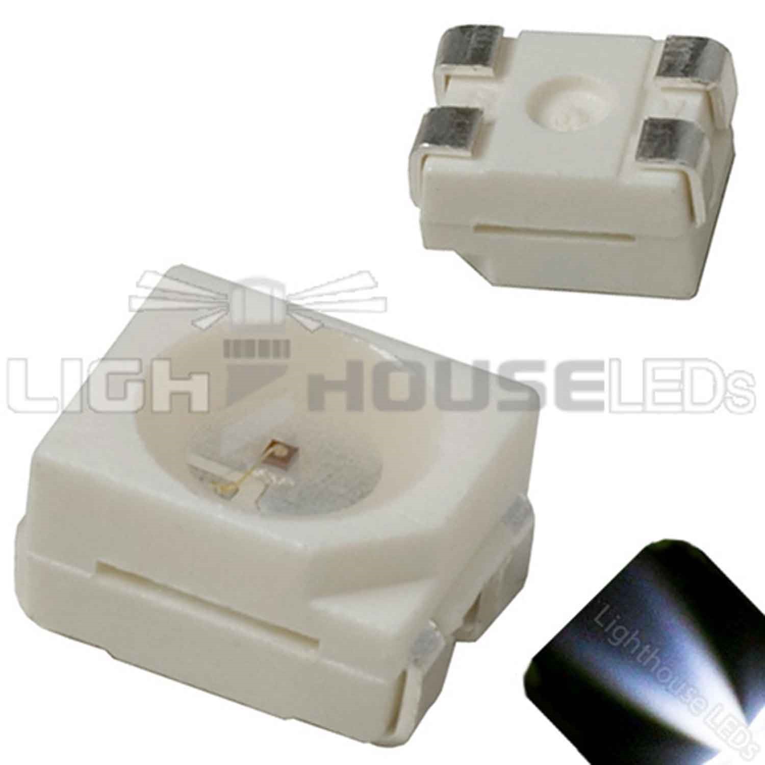 100 x LED PLCC4 1210 3528 Cool Clear White SMD LEDs Super Ultra Bright RC PLCC-4