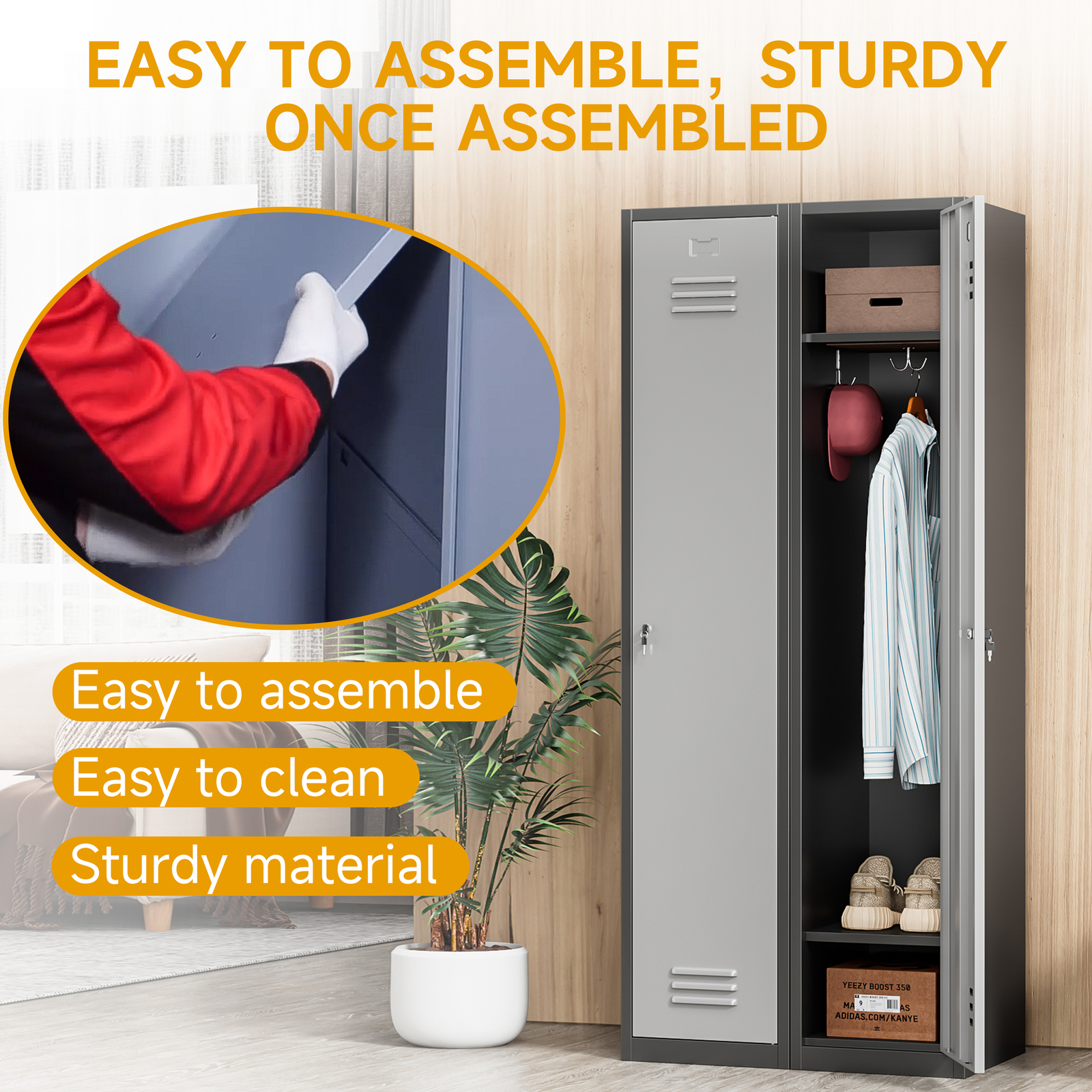 Metal Locker Wardrobes Metal Storage Cabinet Closets for Home Office Bedroom GYM