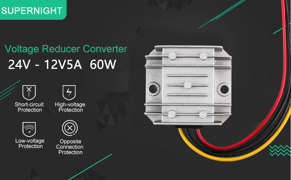 24V to 12V 5A 60W Converter DC-DC Voltage Reducer Step Down Regulator Waterproof