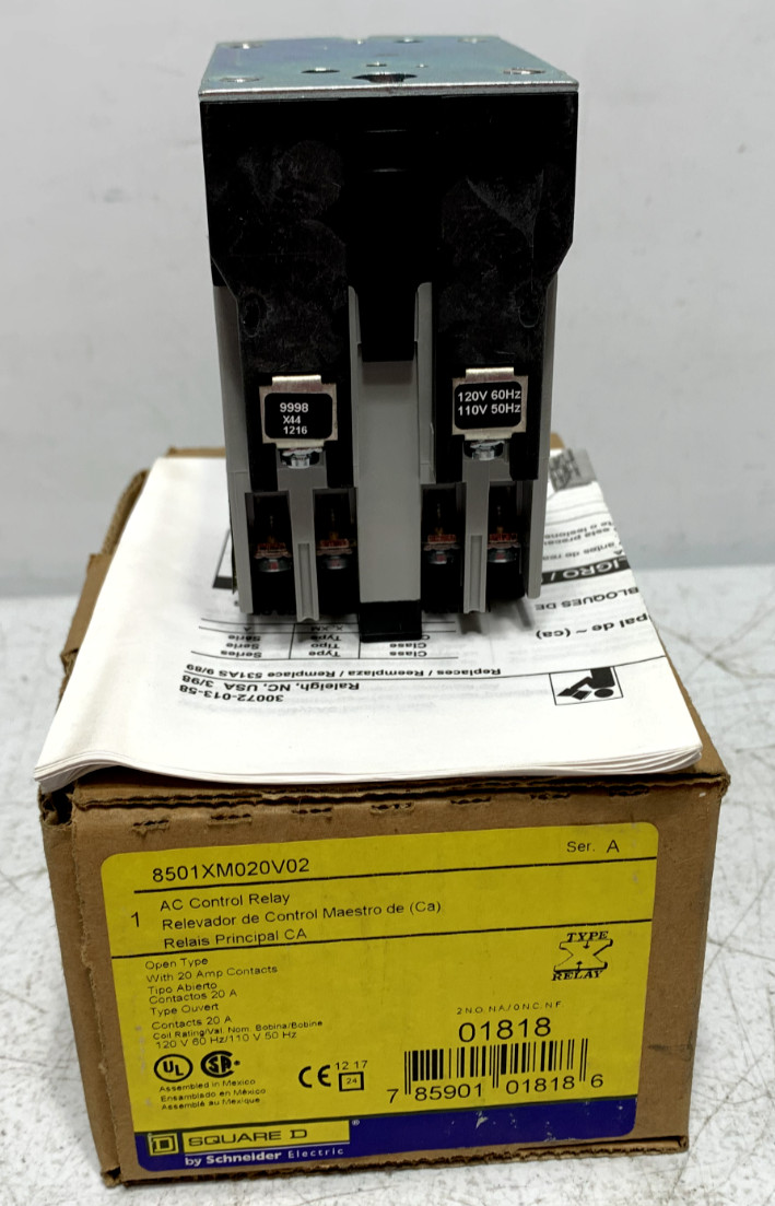 Square D 8501XMO20V02 AC Control Relay 120V 60HZ 20 Amp