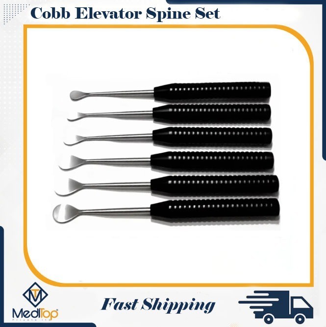 Cobb Elevator Spine Set 6 Pieces Orthopedic Surgical Instruments Black Handle