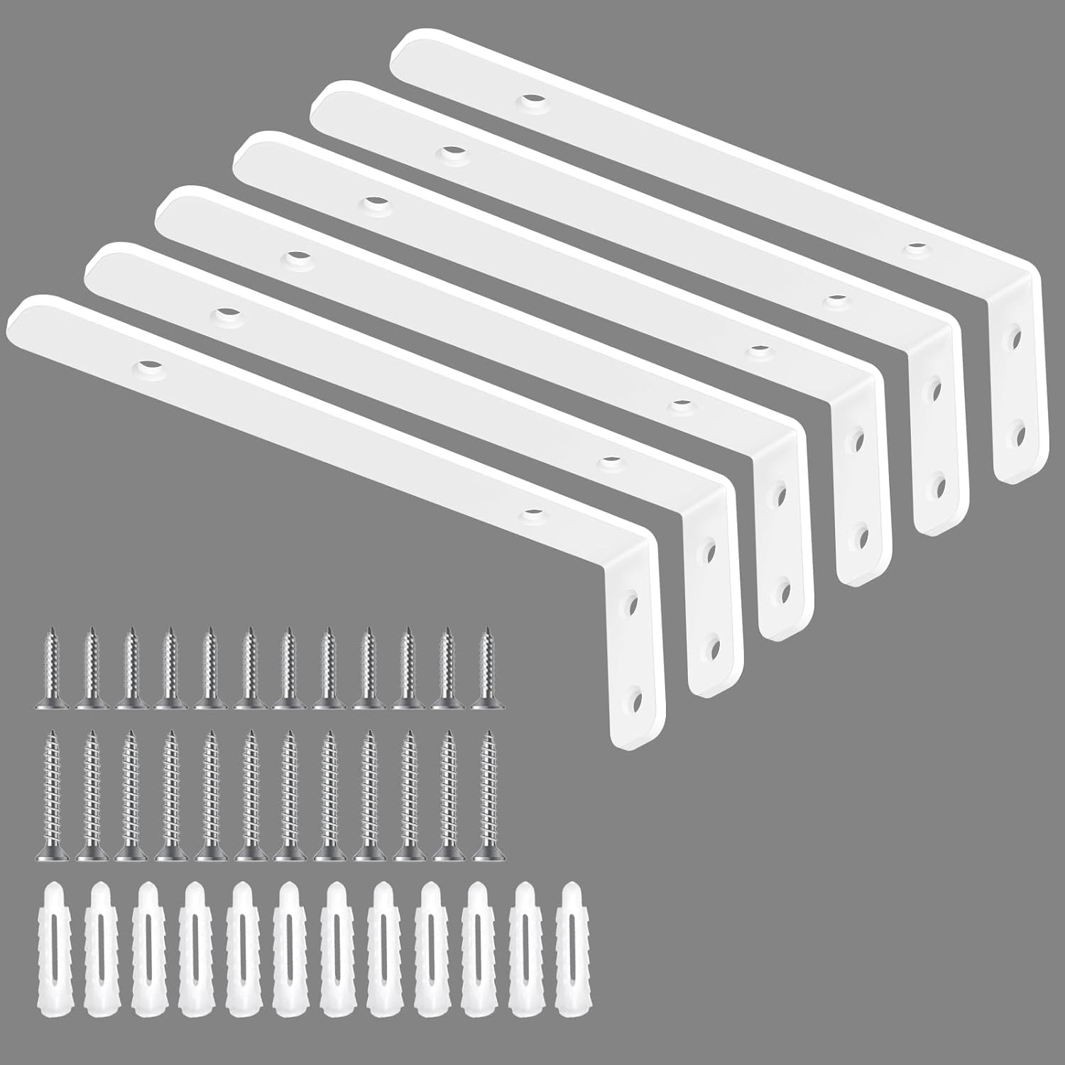 6PCS White L Bracket 6×2 Heavy Duty Shelf Support Corner Brace 42lb Load