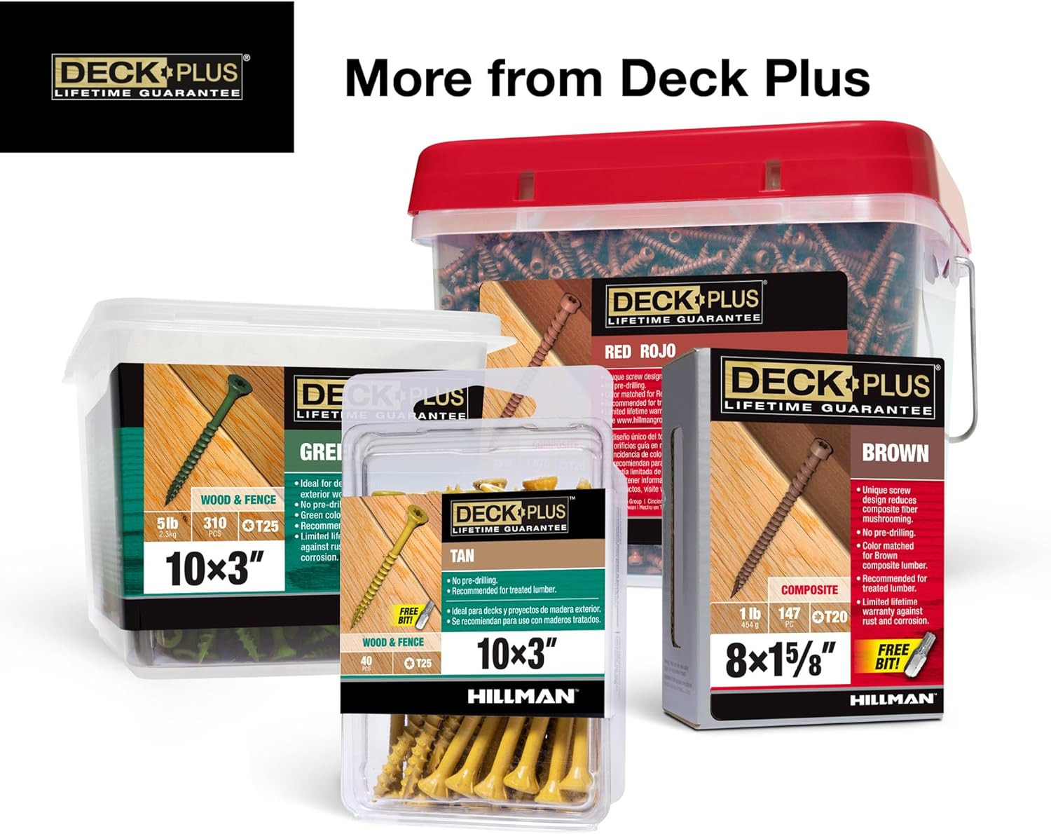 Deck plus 2-1/2 Inch Epoxy Coated Exterior Wood and Fence Screws #10 X 2-1/2″ To