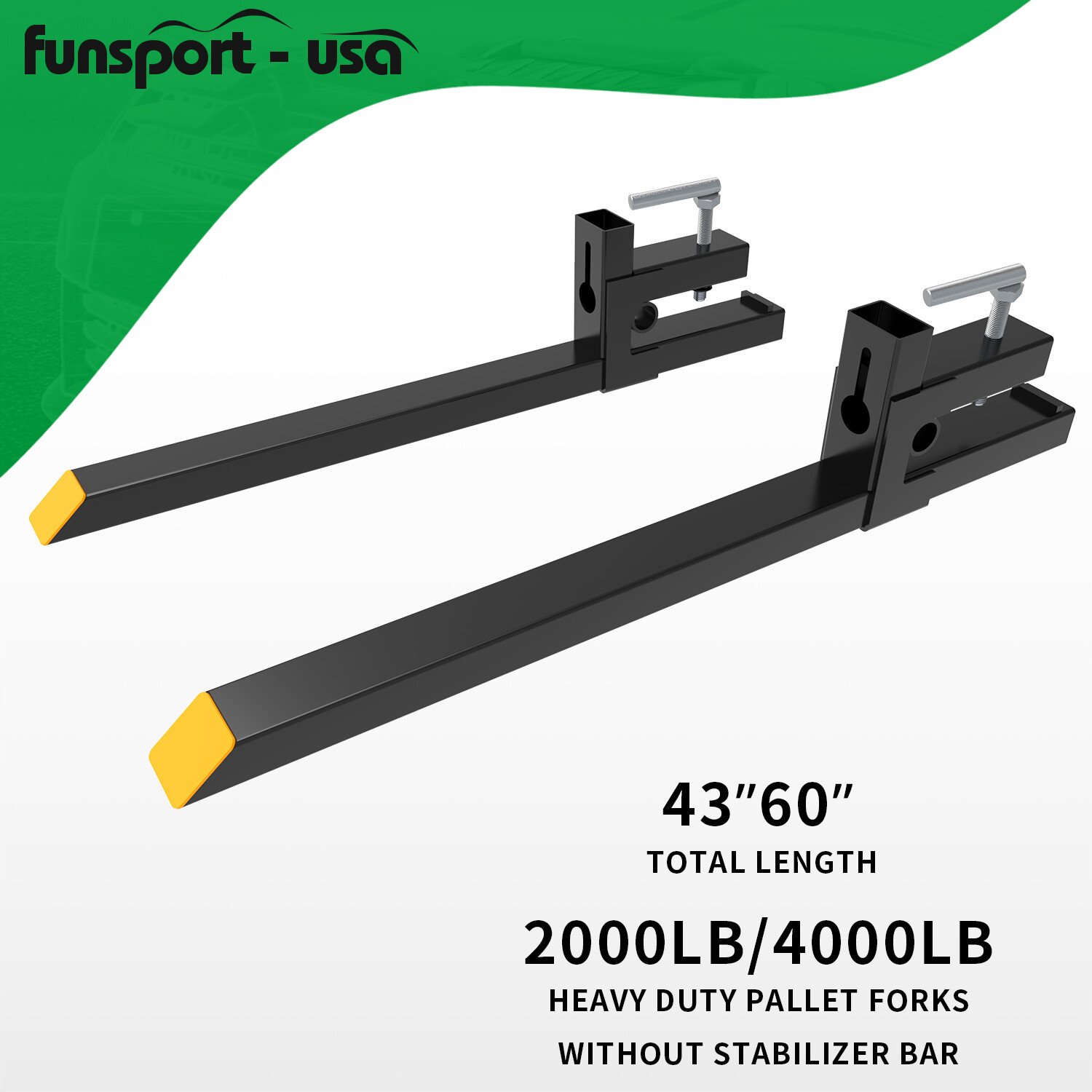 4000lb/2000lb Clamp Bucket Fork Quick Attach Fork For Backhoe Skid Steer Loader