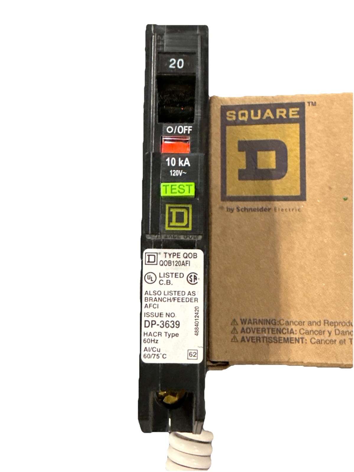 Square D QOB120AFI 20A 1 Pole Circuit Breaker