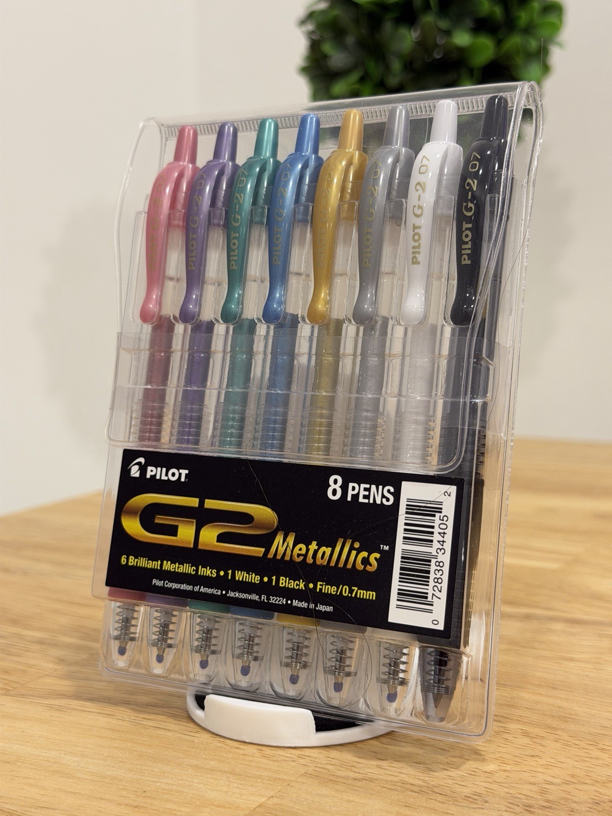 Pilot G2 07 Metallic Pens 34405, 8-Color Assortment, 0.7mm Fine
