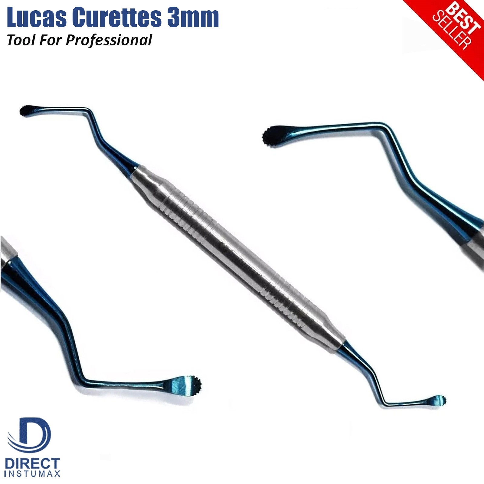 Periodontal Dental Lucas Surgical Bone Curettes 3mm Serrated Spoon Instruments
