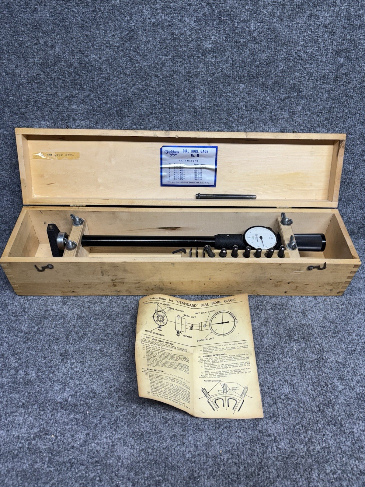 Standard Gage Company No 5 Dial Bore Gage 78MM-155MM 3.09″-6.625” 53374LR READ