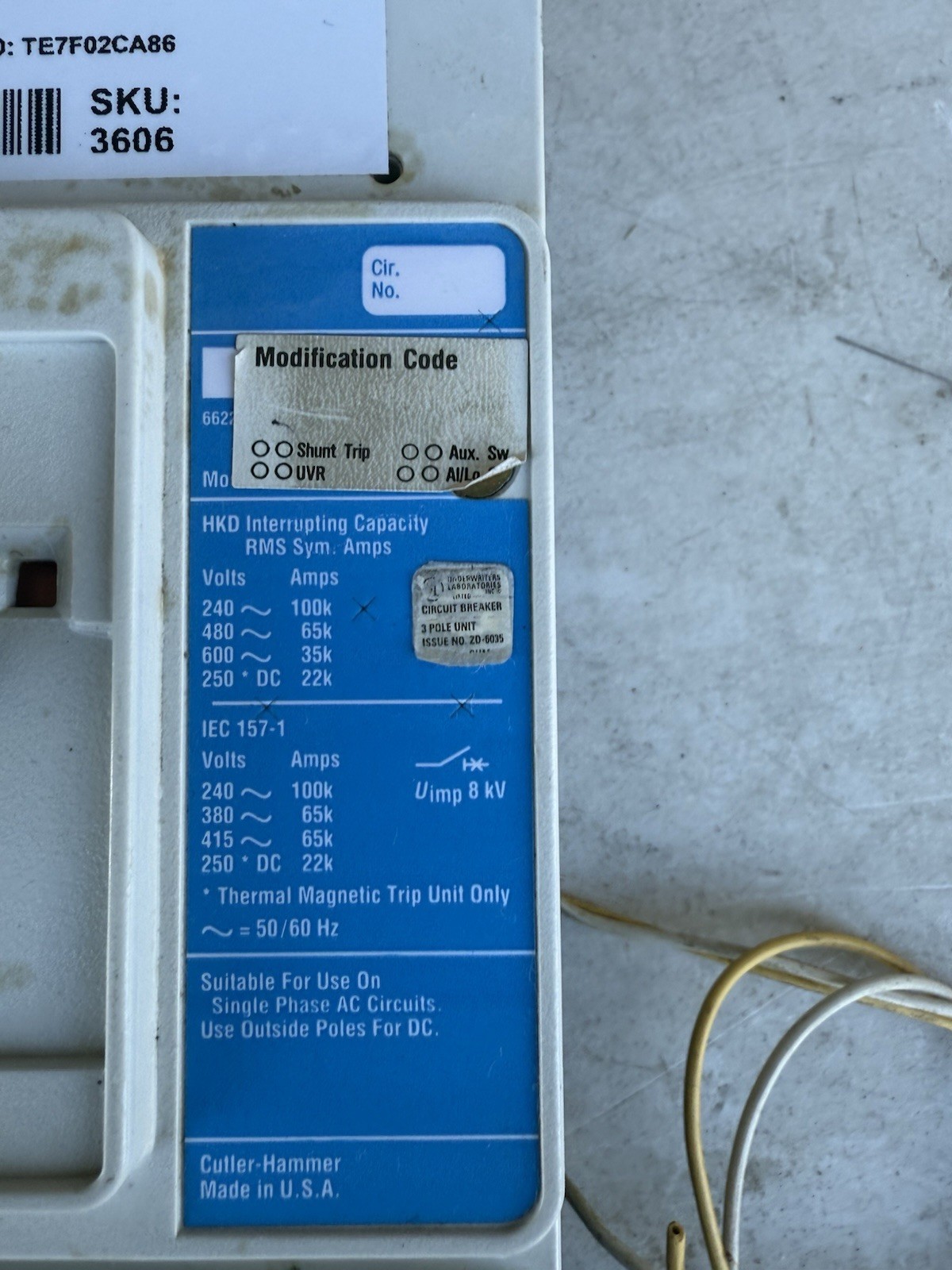 HKD 65K Circuit Breaker Westinghouse (CUTLER HAMMER)
