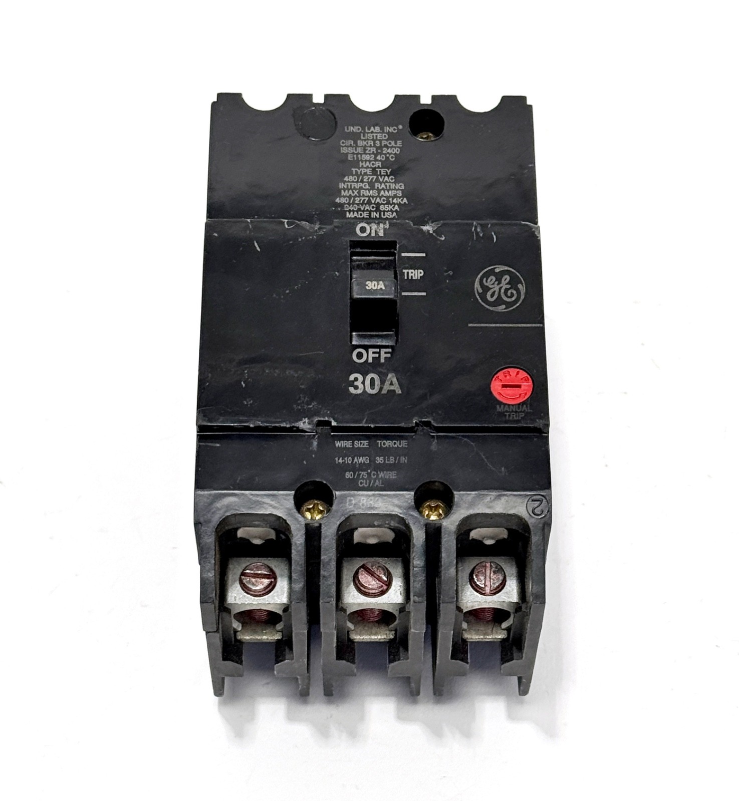 General Electric GE TEY330 3 Pole 30Amp 480v Molded Case Circuit Breaker