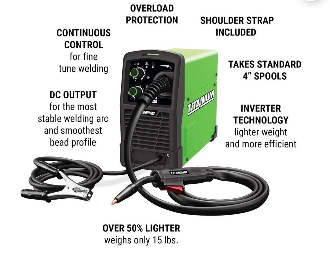 Titanium Easy-Flux 125 Inverter Power Source Wire Feeder and Gun Package New