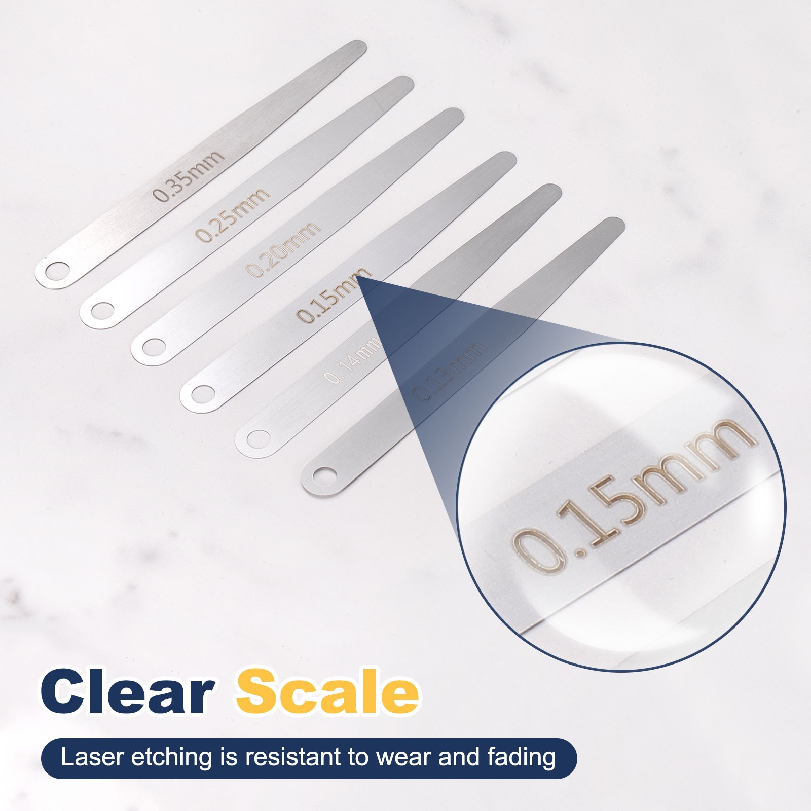 4pcs Metric Thickness Feeler Gauge 0.07mm Single Blade Tapered Feeler Gauge