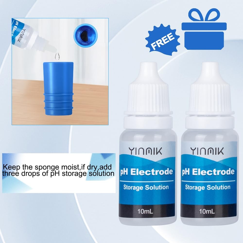 pH Probe for YK-5, Replaceable pH Electrode with 12.88mS/cm Calibration Solut…