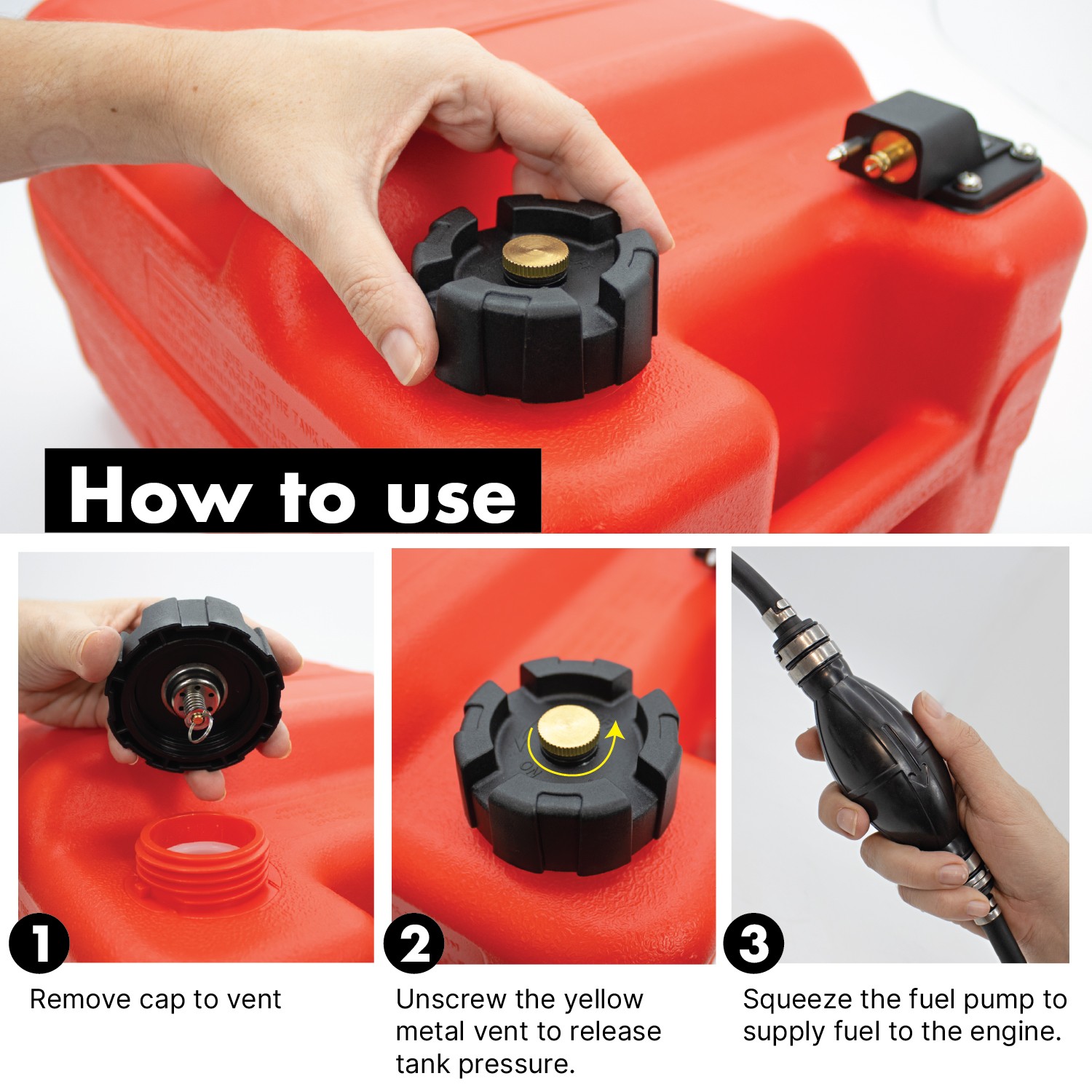 Portable 24L Marine Tank W/ Connector Fuel Tank Outboard Boat Motor