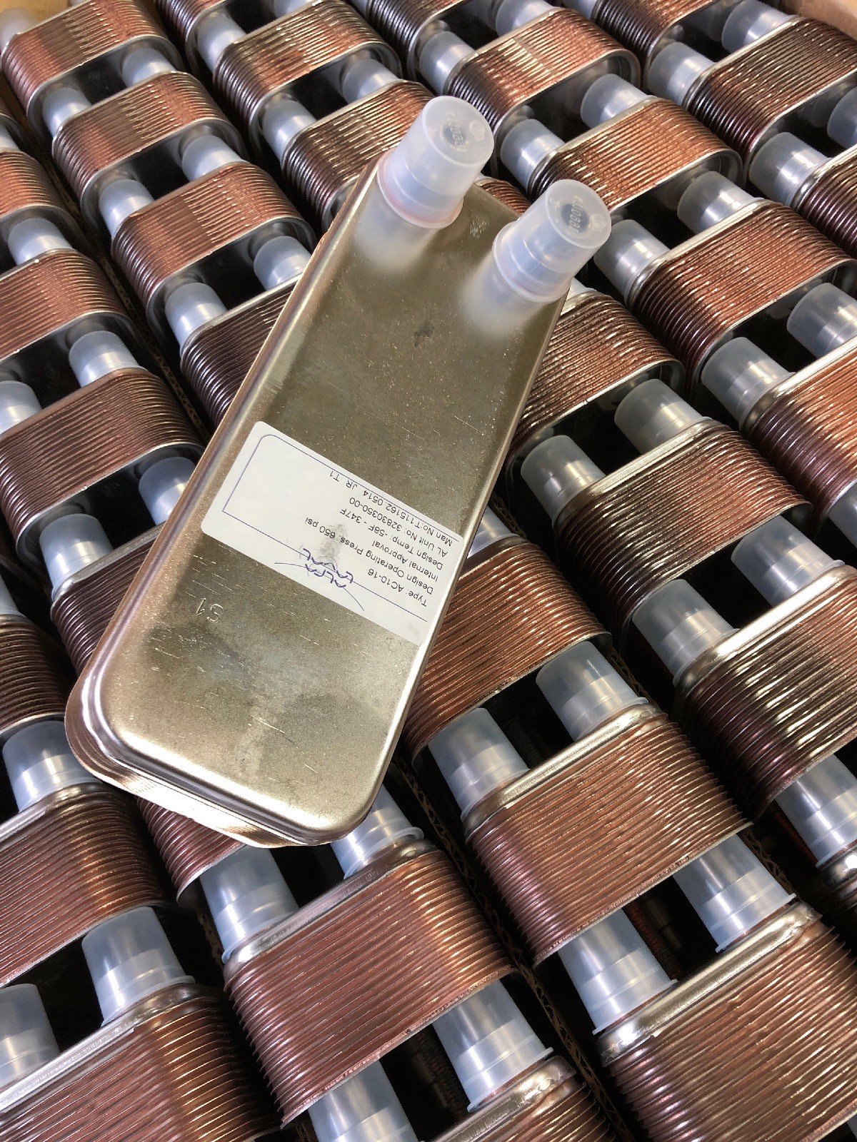 NEW, ALPHA LAVAL, AC10-16, BRAZED PLATE HEAT EXCHANGER, -58 – 347F, R410A. (41C)
