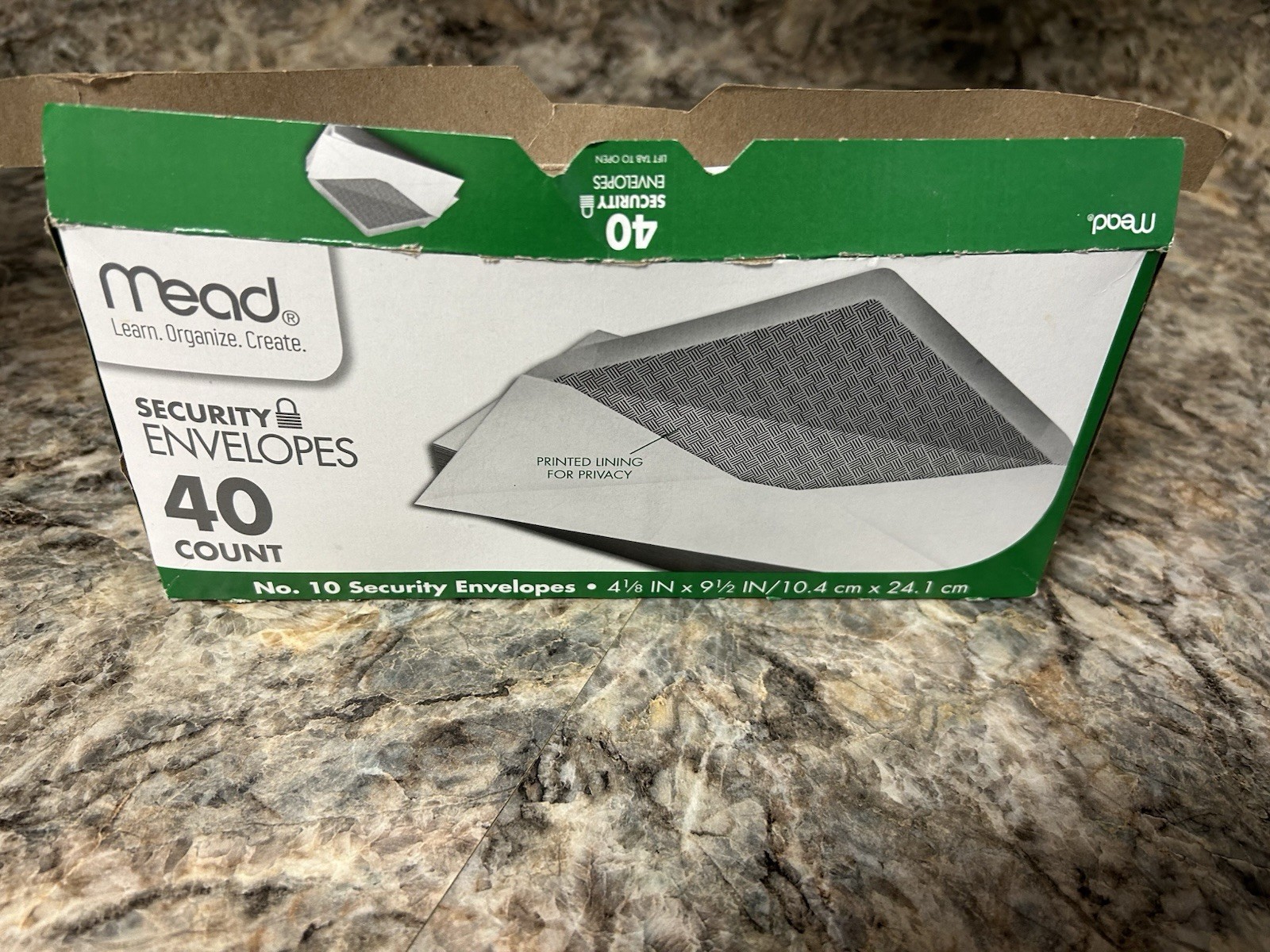 Mead No. 10 Security Envelopes Open Box Privacy Pattern