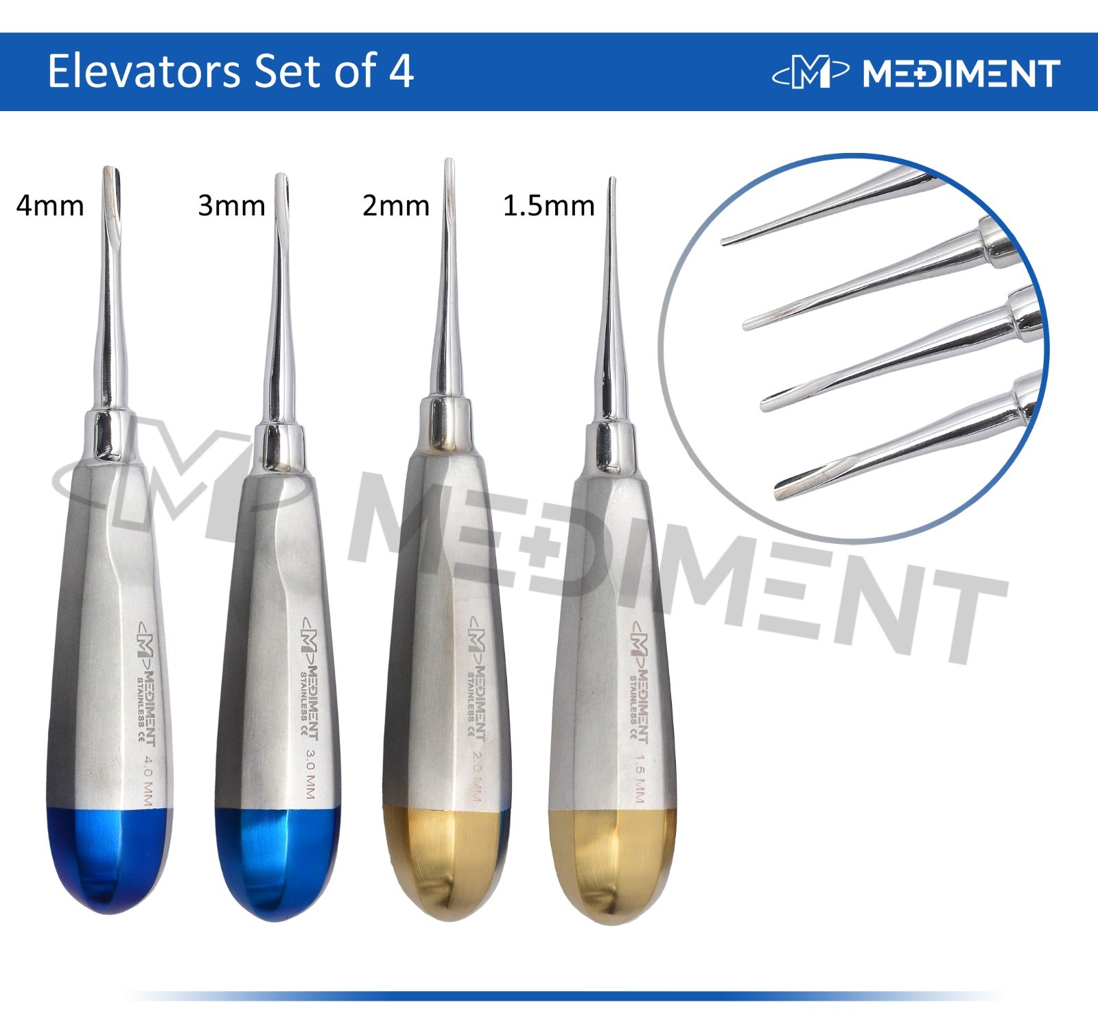 Dental Elevators Tooth Extraction Luxating Root Tip Set of 4 Dental German