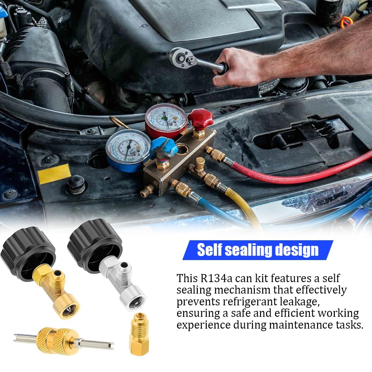 Car R134A Can Tap Kit, Self Sealing Puncture Style Quick Vehicles AC Coupler …