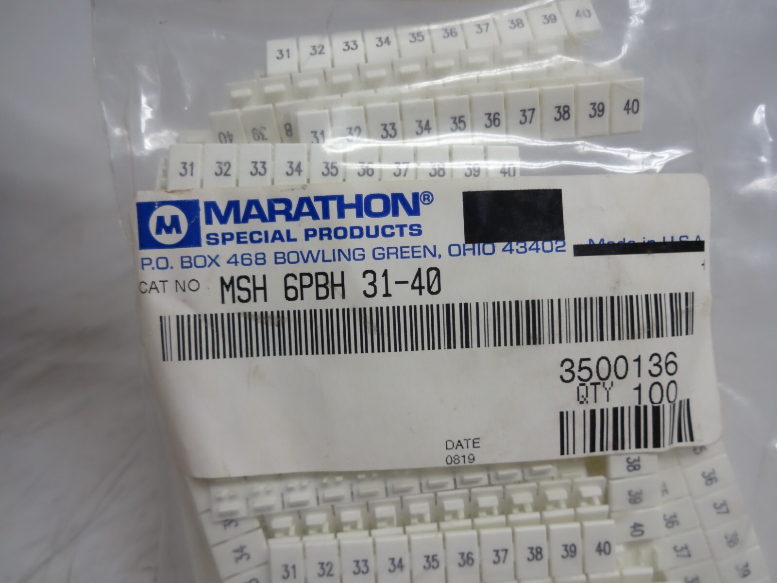 Wire Markers Marathon 31-40 MSH 6PBH 31-40 Lot of 100