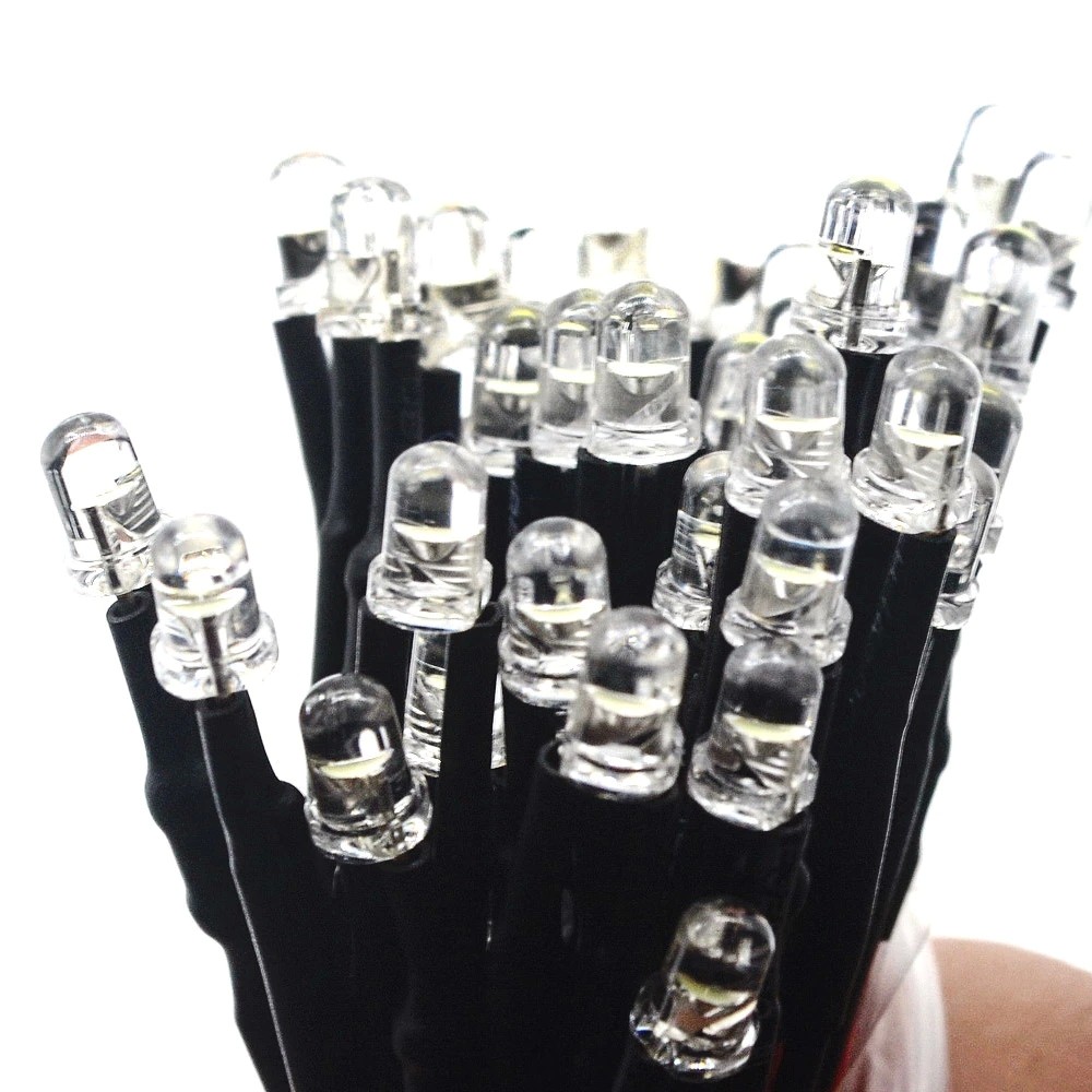 3mm Round Top LED Bulb Clear Light Emitting Diodes Pre-Wired Attached 9-12V DC