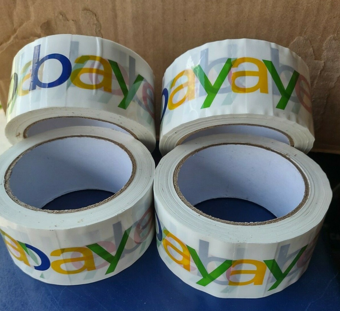 4 Rolls eBay Brand Shipping Tape 2″ x 75 Yard Packaging BOPP Classic 4 Color NEW