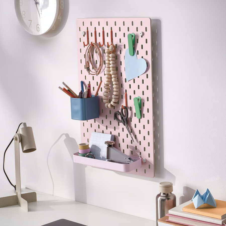 IKEA SKÅDIS Pegboard Pink/Beige 14¼x22″ Wall Organizer 806.071.51-NEW