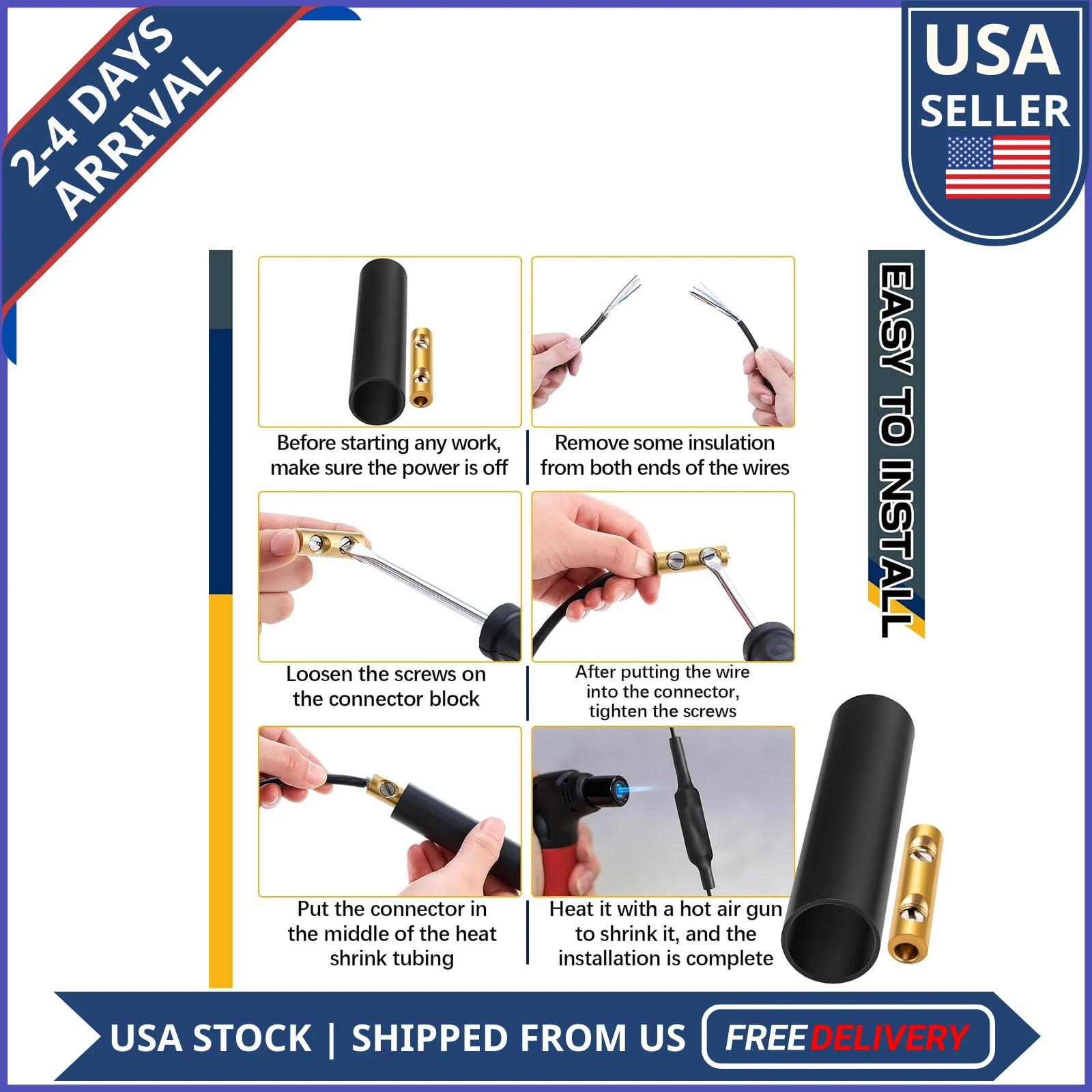 Underground Wire Splice Kit 8-2 AWG Direct Burial 600V Electrical Connector Set