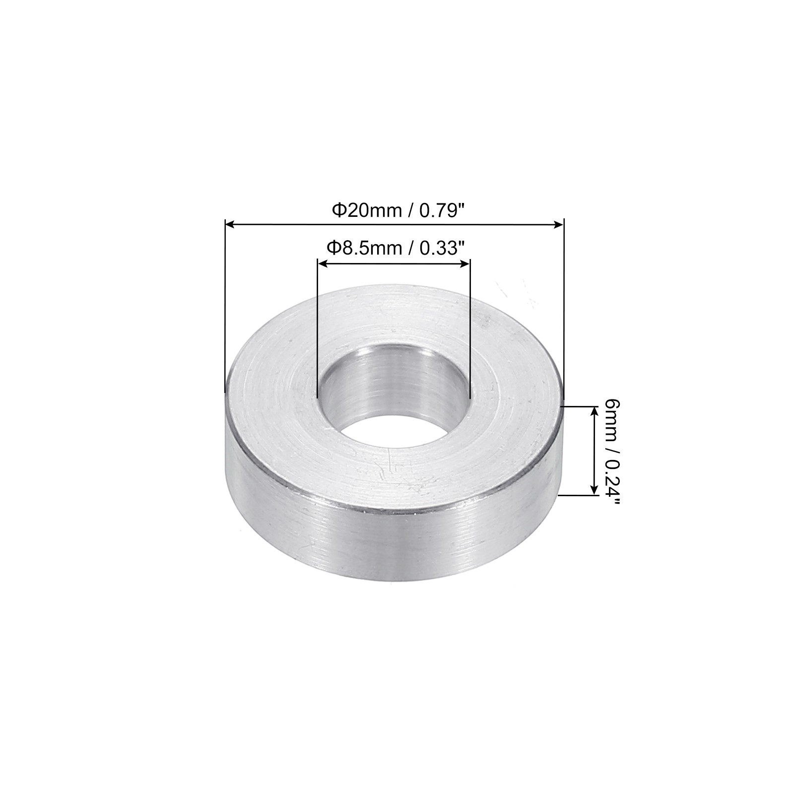 M8 Aluminum Spacer,6 Pcs Metal Spacers Aluminum 8.5mm ID x 20mm OD x 6mm L