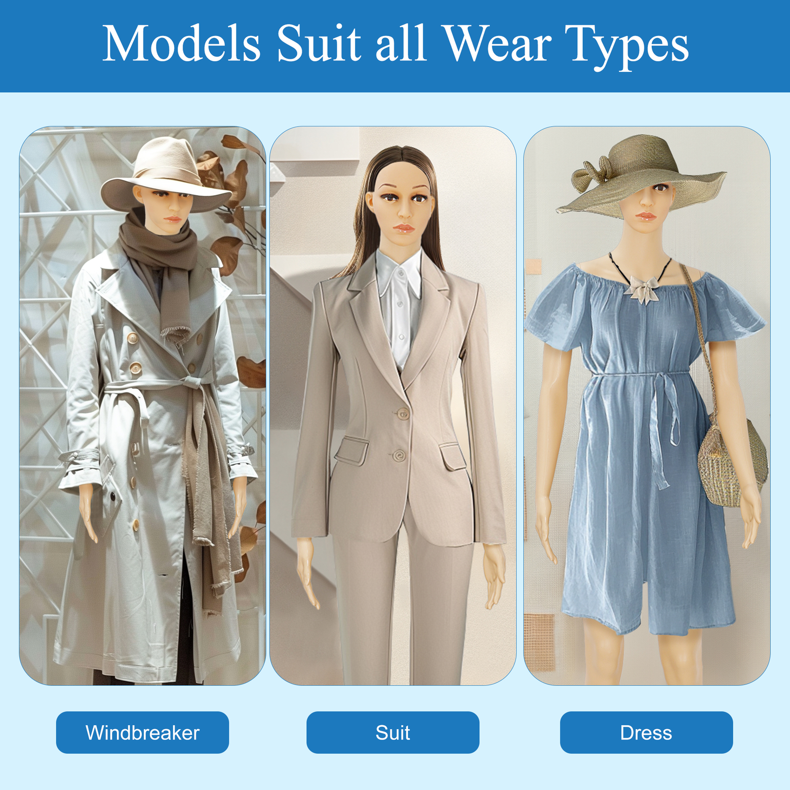 PP Realistic Display Head Turns Dress Form with Base Female Mannequin Full Body
