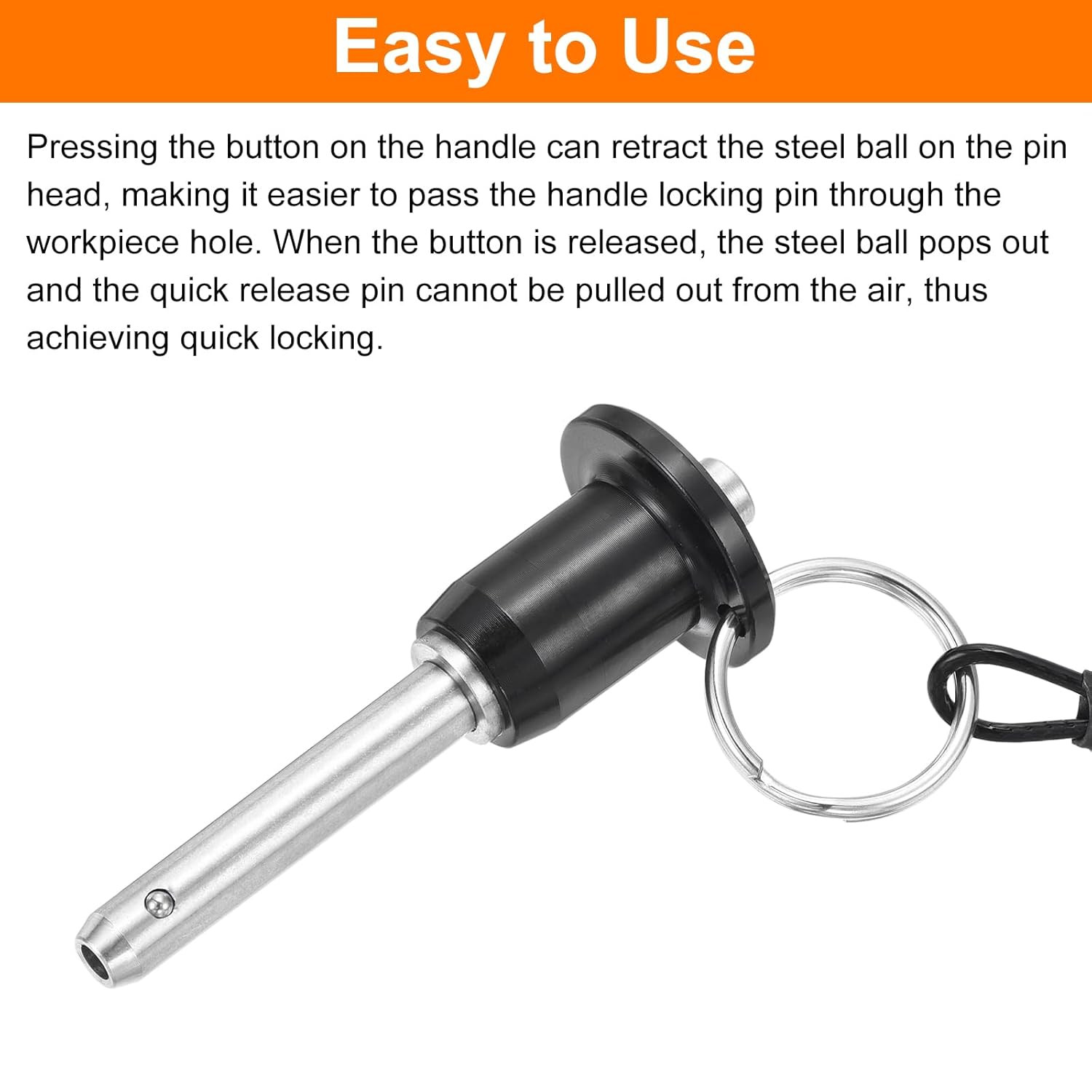 Uxcell 2 Pcs Quick Release Pin, 1/4″ X 1.42″(Dia. X L) Ball Locking Pin with Pus