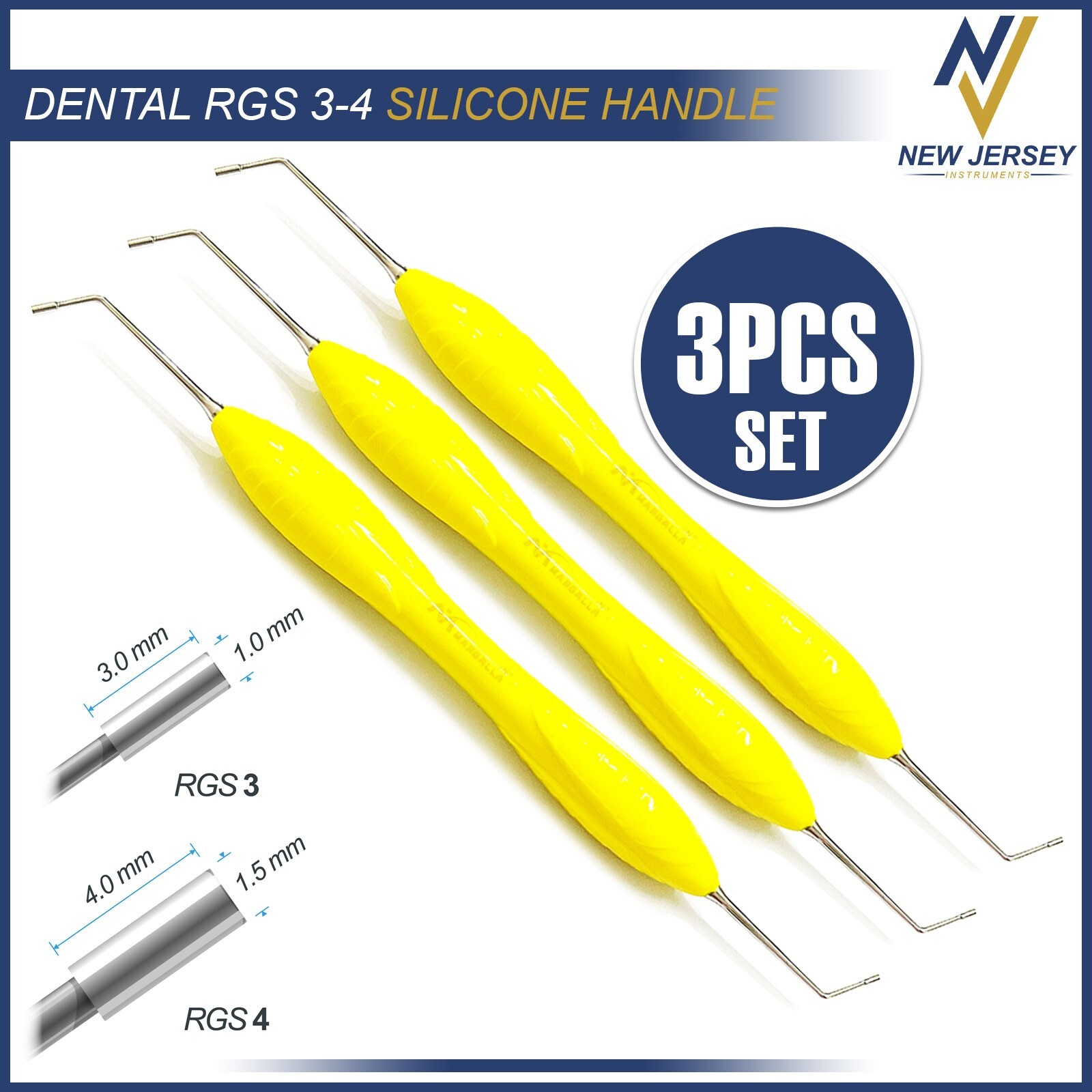 3Pcs Dental Instrument RGS 3-4 Silicone Handle Depth Dimensions for Restorations