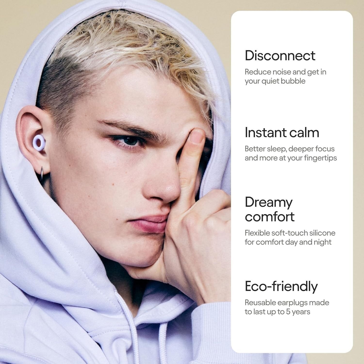 Loop Quiet 2 Ear Plugs Ultra-Comfy Reusable Noise-Reducing Earplugs VIOLET
