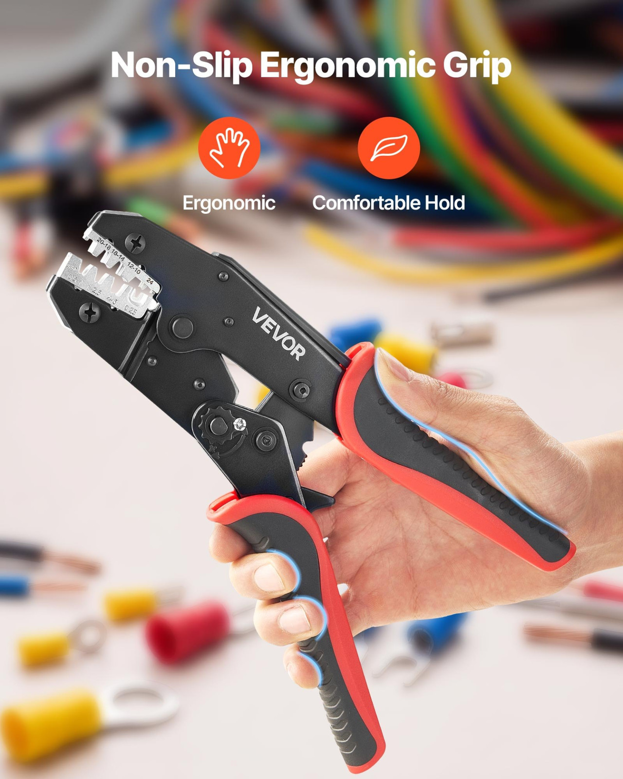 24-10 AWG Ratcheting Wire Crimping Tool Electrical Terminal Pliers