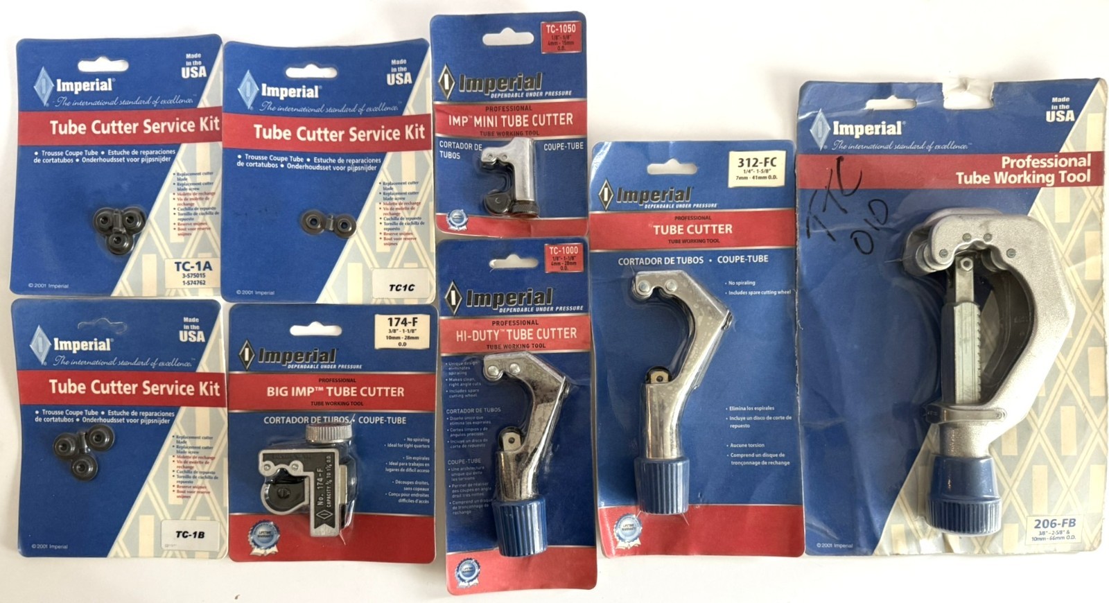 IMPERIAL TUBE CUTTER LOT of 5 CUTTERS and 3 SERVICE KITS BLADES PIPE HVAC