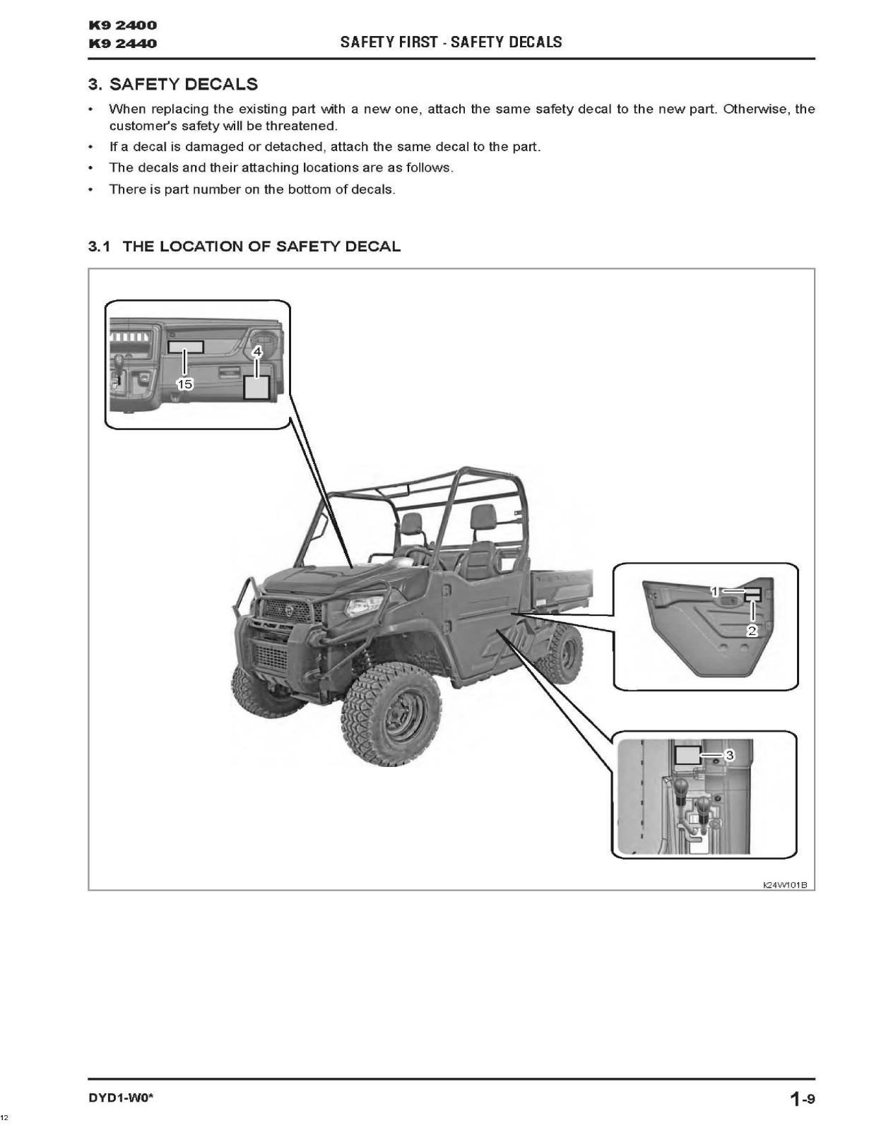 K9 2400 2440 Side By Side Technical Workshop Manual Fits Kioti K9 2400 2440
