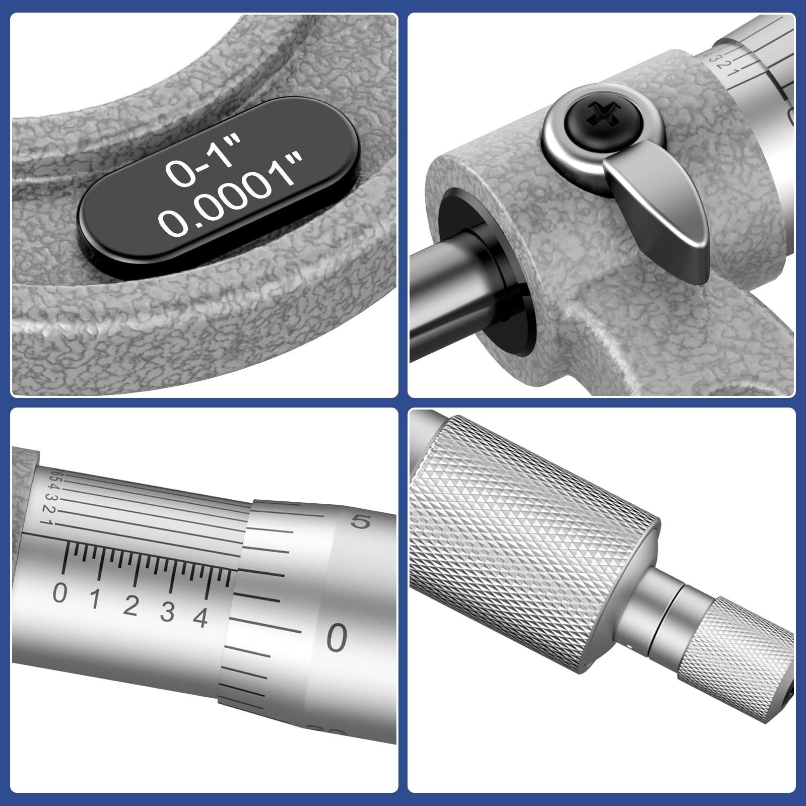 HDLNKAK High-Quality Outside Micrometer Set, 4 Pcs Machinist Tool Set(0-1»