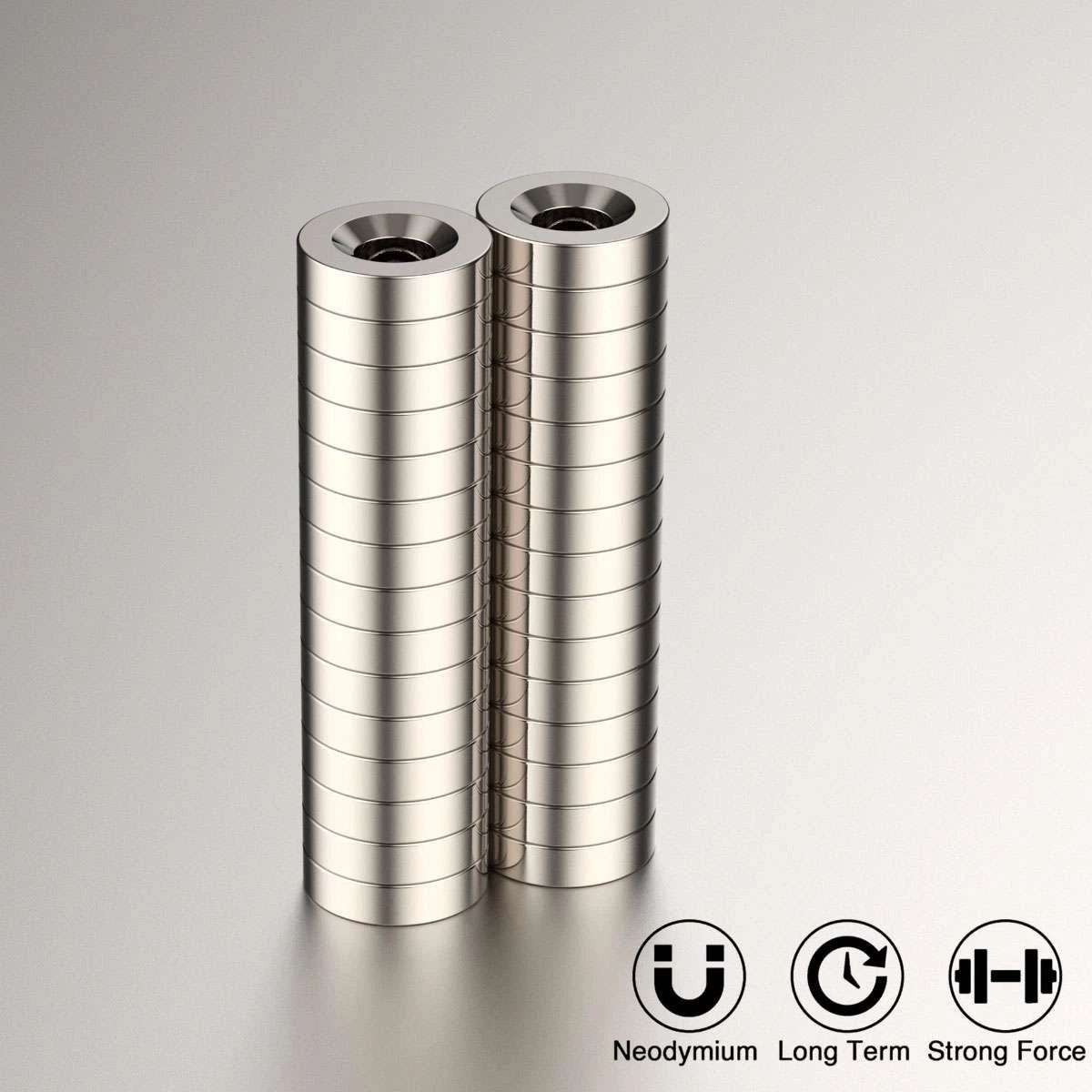 10/20/50X Strong Countersunk Ring Magnets 25 x 5mm Hole 5mm Rare Earth Neodymium