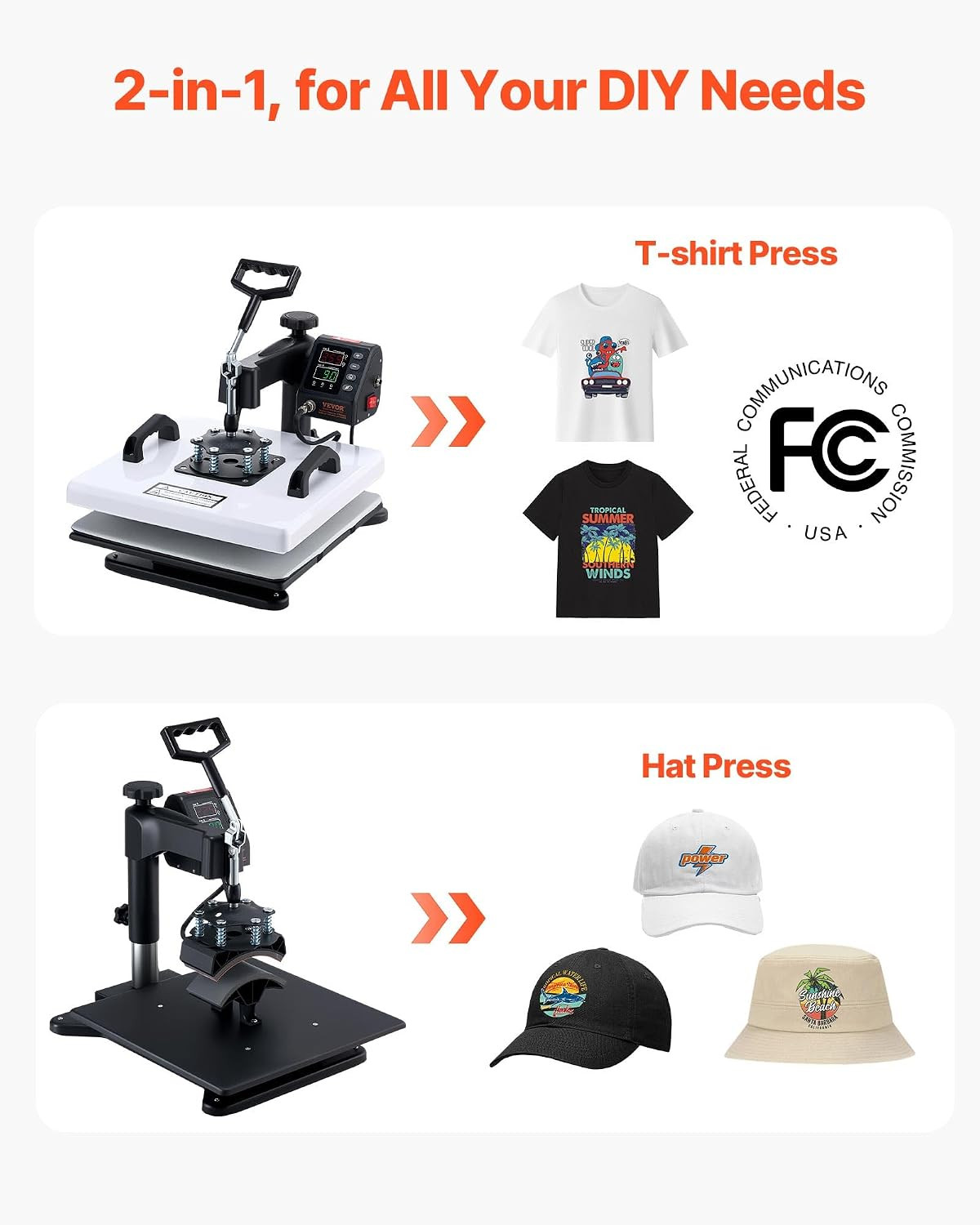 Heat Press Machine, 15 X 15 In, 2-In-1 Multifunction, 360° Swing Away, 1200W Dou