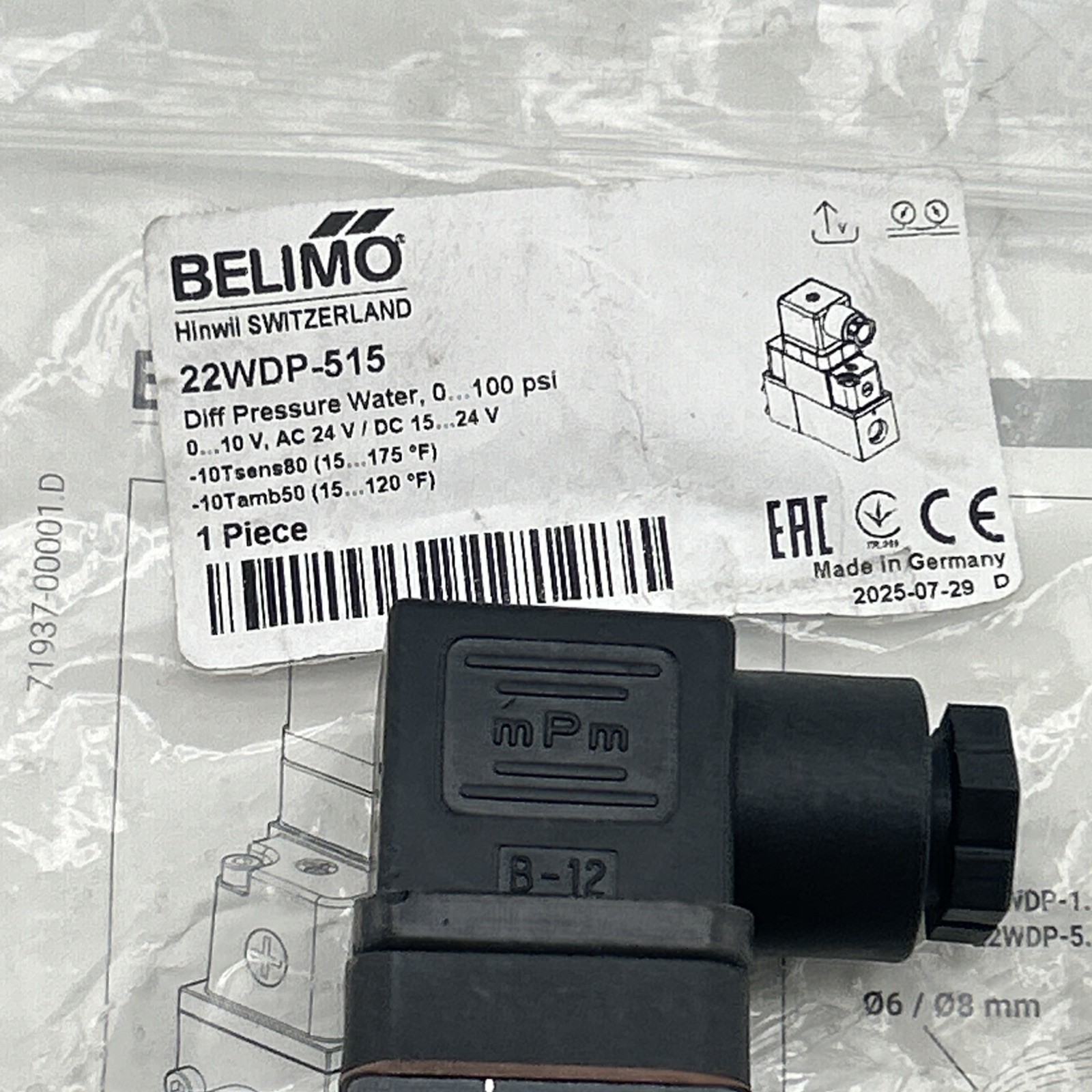 BELIMO 22WDP-515 Differential Pressure Sensor Water Switzerland