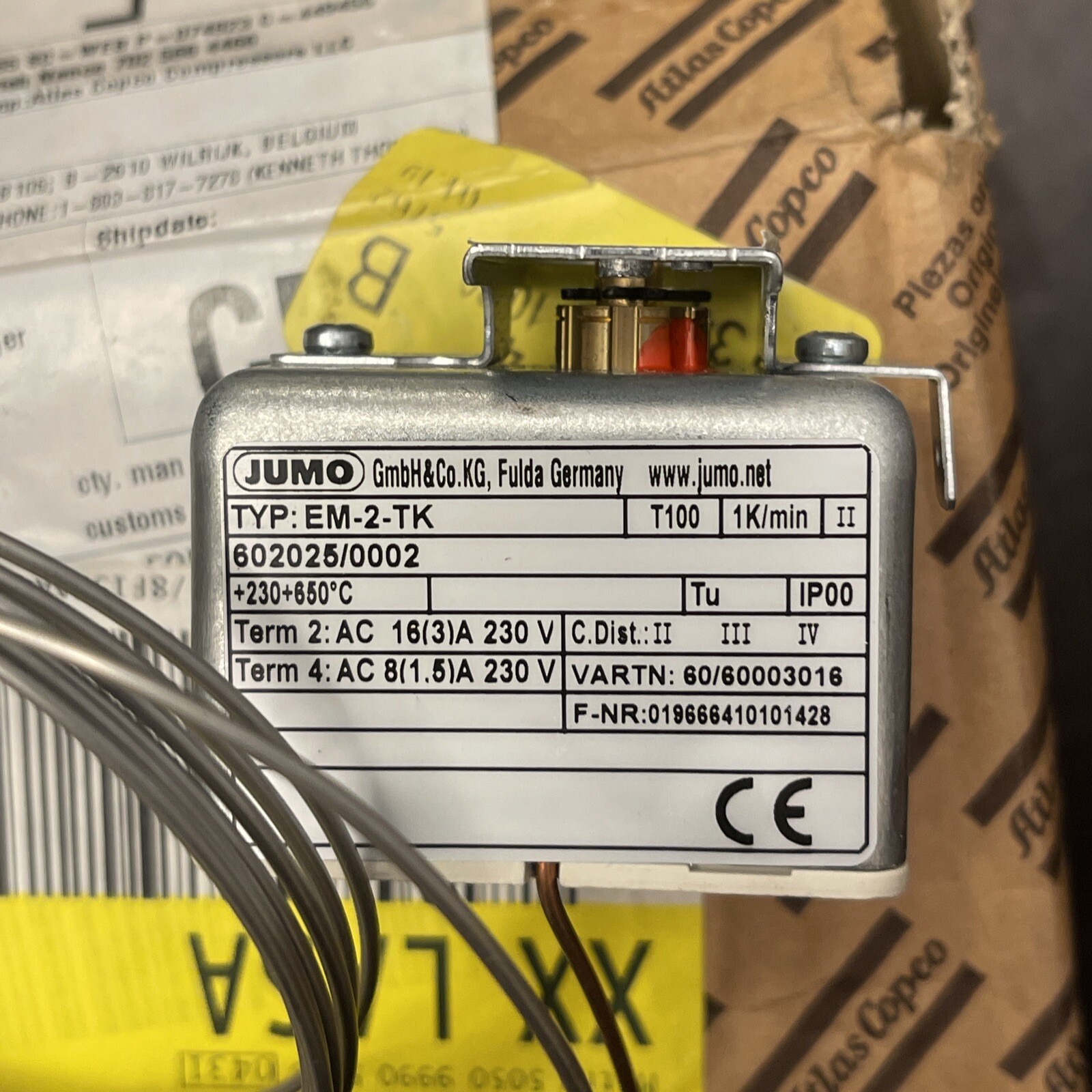 Atlas Copco OVERHEATING SWITCH Part 1089-9524-05 or listed as 1089952405