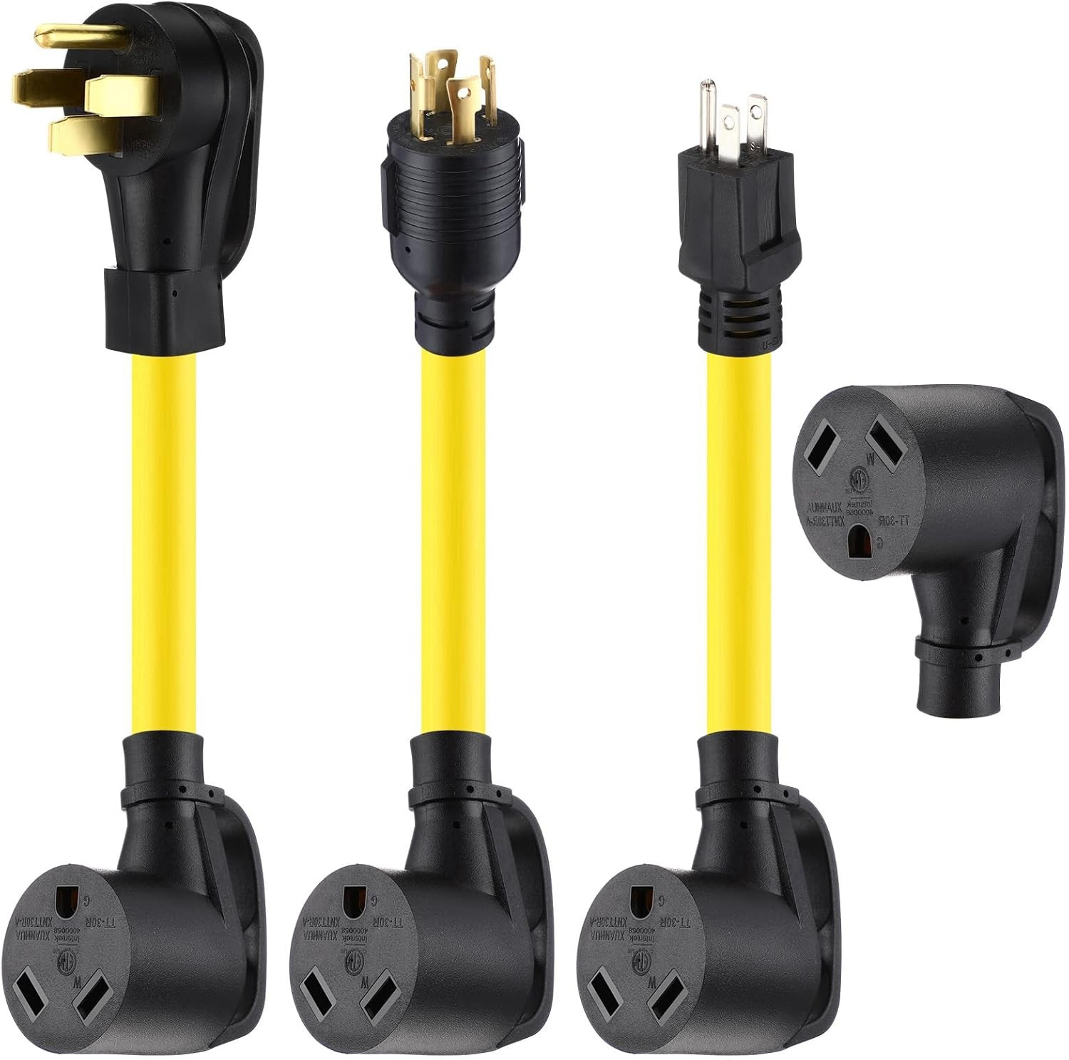 3 Pcs RV Generator Adapter Cord Kit, 14-50P/5-15P/L14-30P to TT-30R, 50A to 30A,