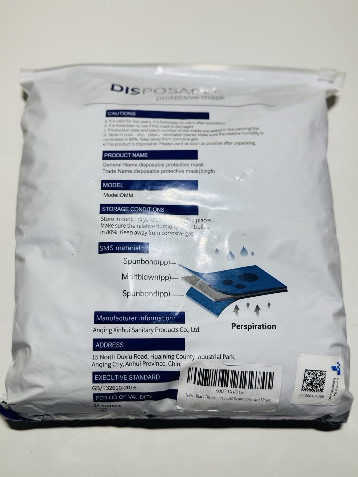 Disposable Face Mask 100 Pieces-Black