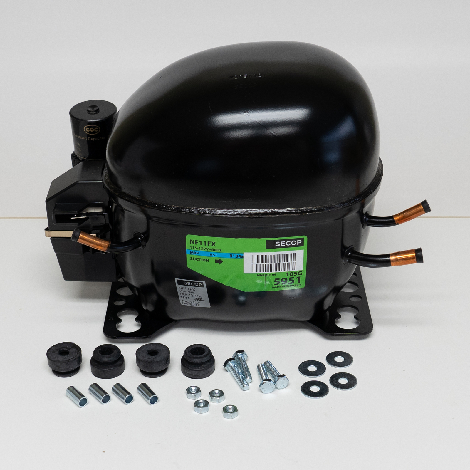 Secop NF11FX R134a Hermetic Refrigeration Compressor 1101 BTU LBP 4164 BTU HBP